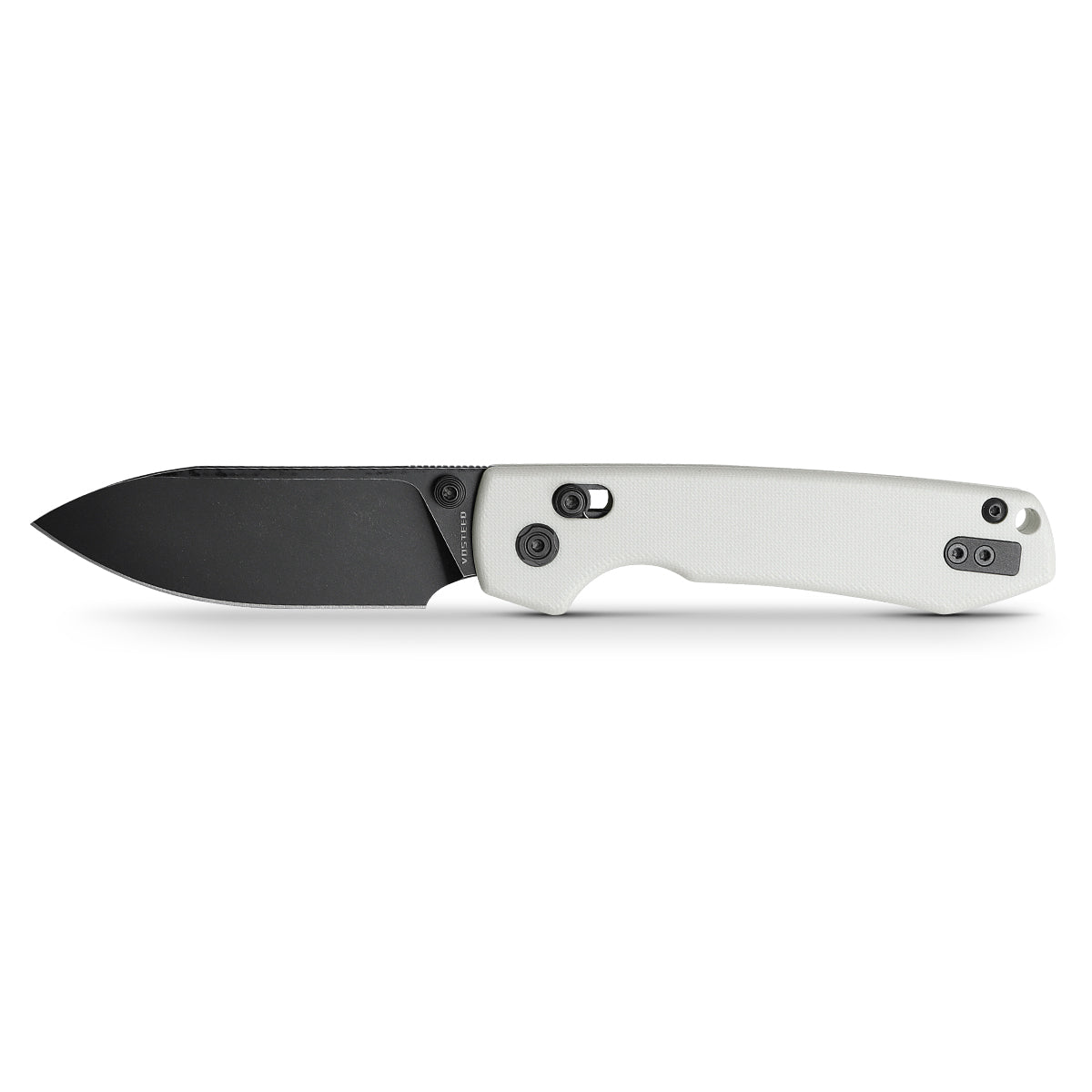 Vosteed Raccoon Crossbar Lock Knife - Black Drop Point Blade and White G10 Handle