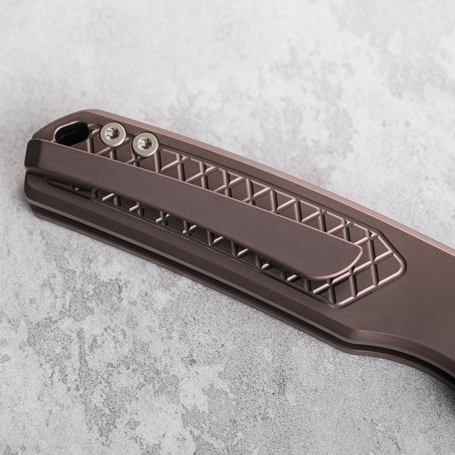 Vosteed Psyop Titanium pocket clip detail