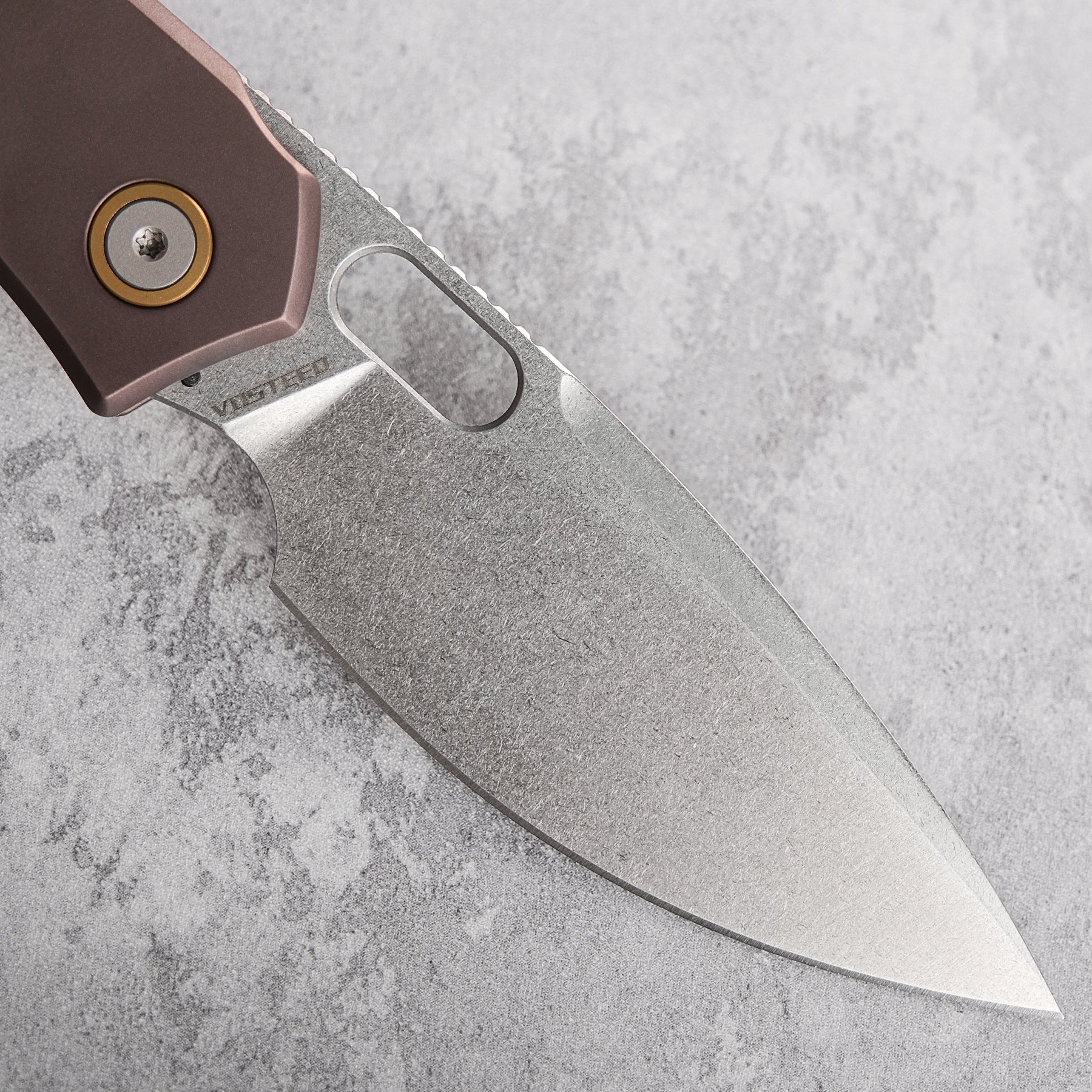 Vosteed Psyop knife blade detail, Elmax steel