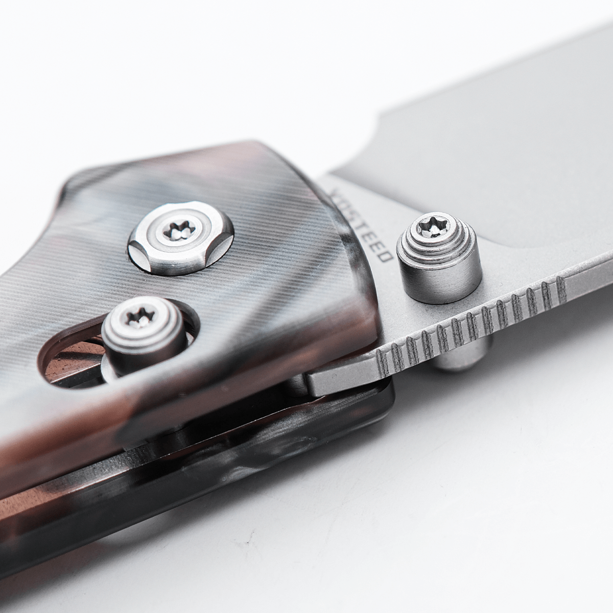 Vosteed Raccoon knife detail, handle and blade