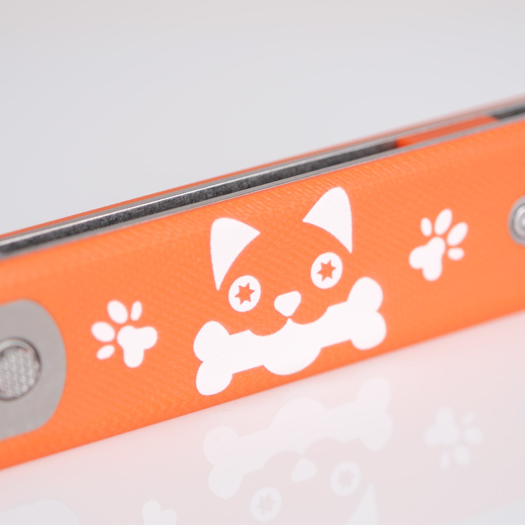 Vosteed Corgi Knife orange handle with corgi pattern detail