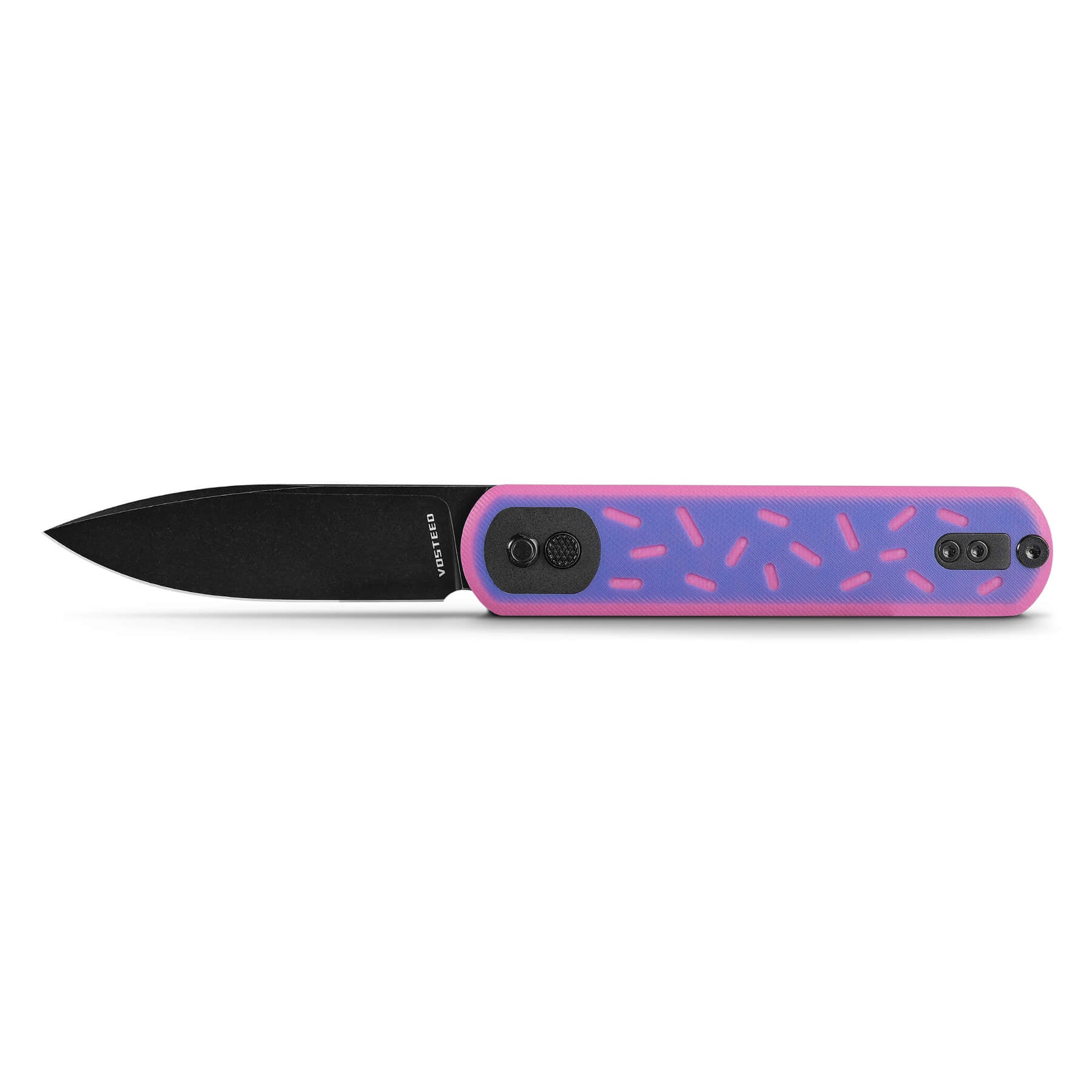 Vosteed Corgi A0728 EDC Knife with blue handle and pink sprinkles
