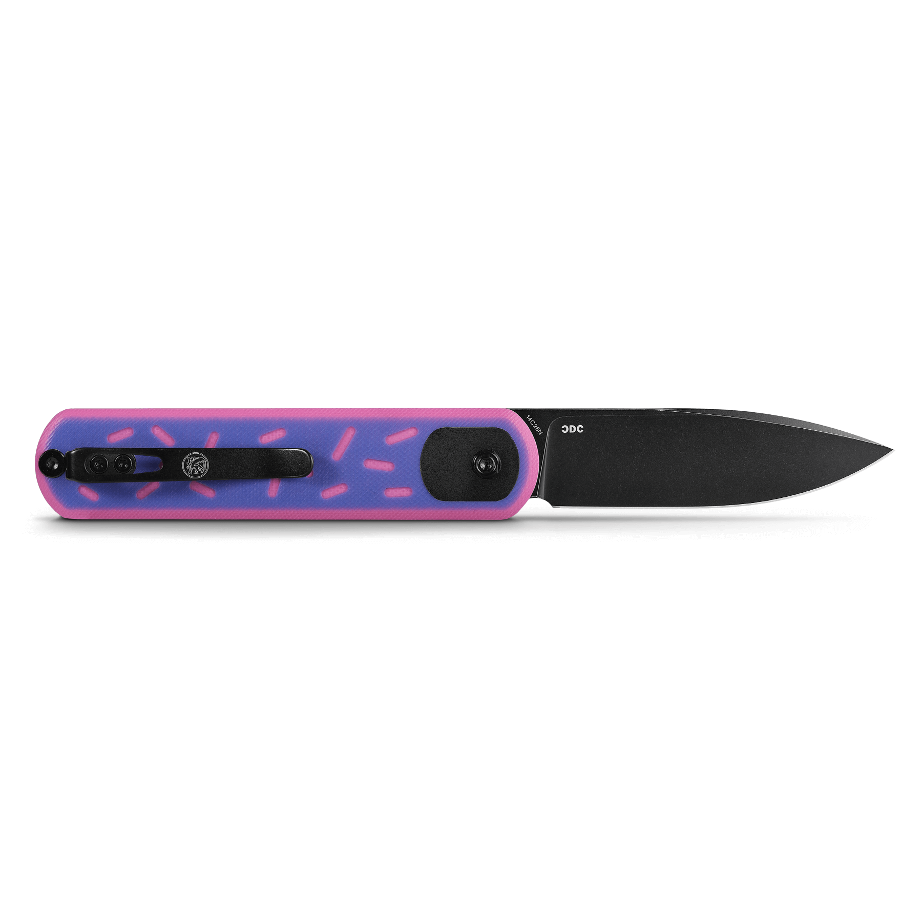 Vosteed Corgi A0728 EDC Knife, Blue & Pink Handle, Black Blade