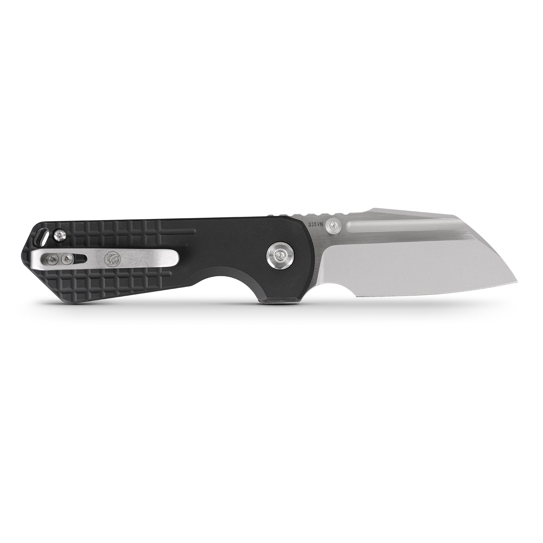 Vosteed Hedgehog knife closed, black aluminum handle