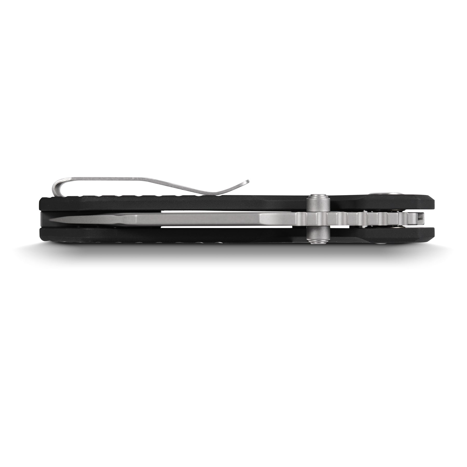 Vosteed Hedgehog knife side view, closed, black aluminum handle
