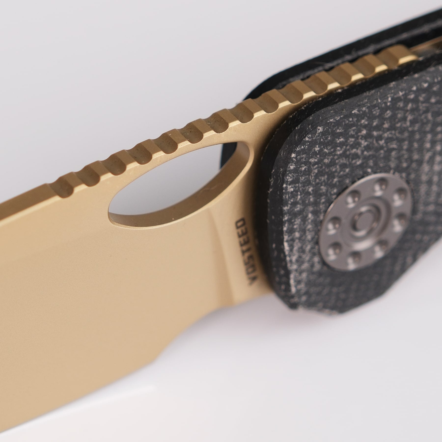 Vosteed Acorn Knife - Gold Sand Blade Detail