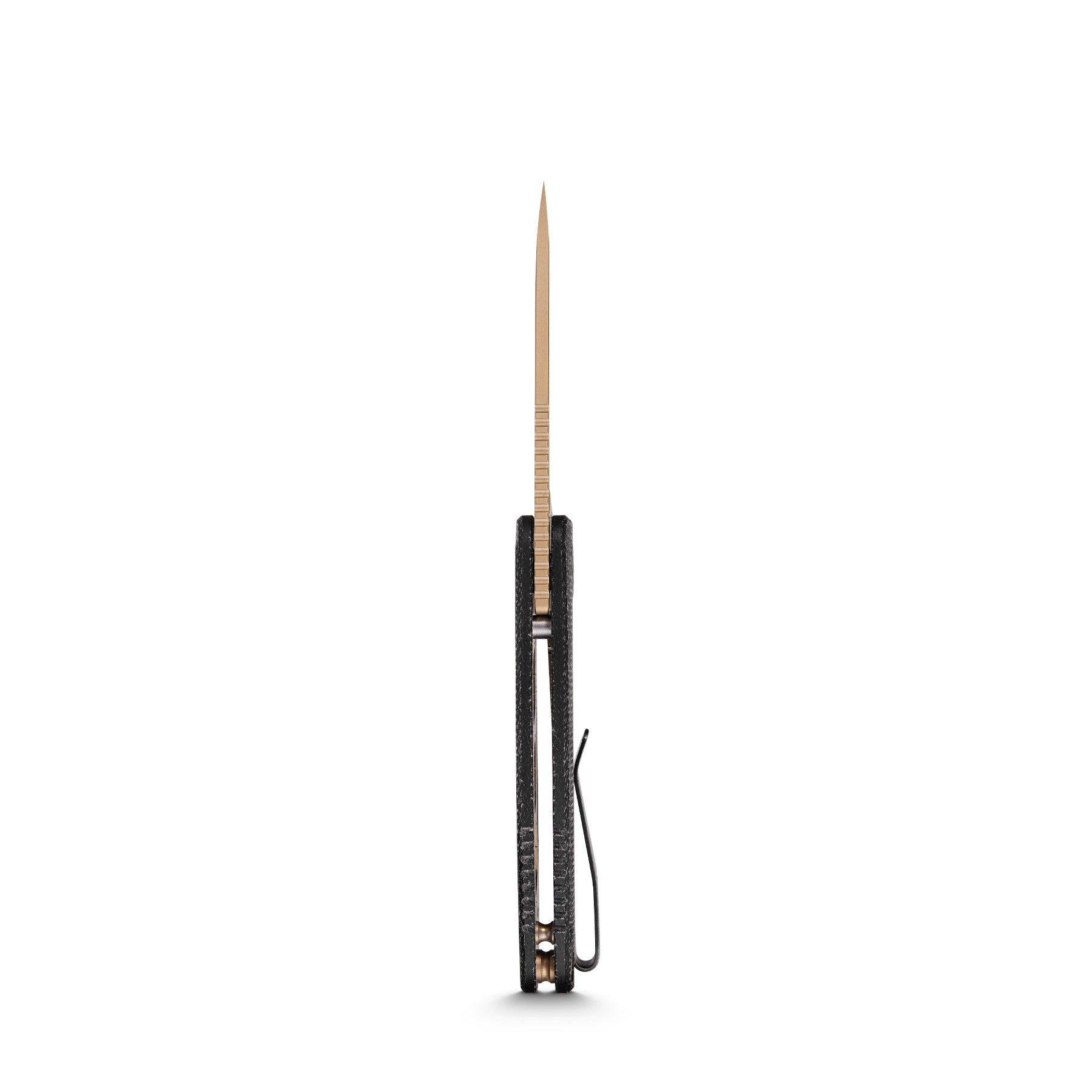 Vosteed Acorn Knife side profile, gold sand blade