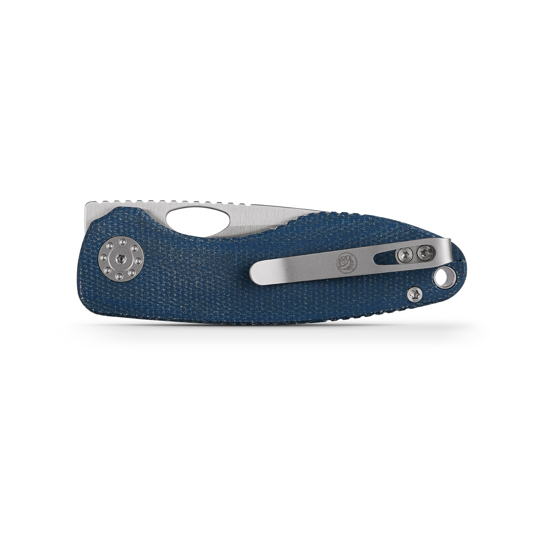 Vosteed Acorn knife, blue Micarta handle with pocket clip