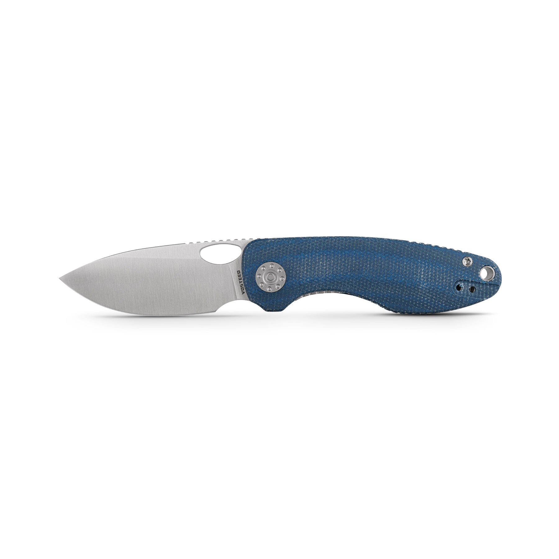 Vosteed Acorn Liner Lock knife with blue Micarta handle