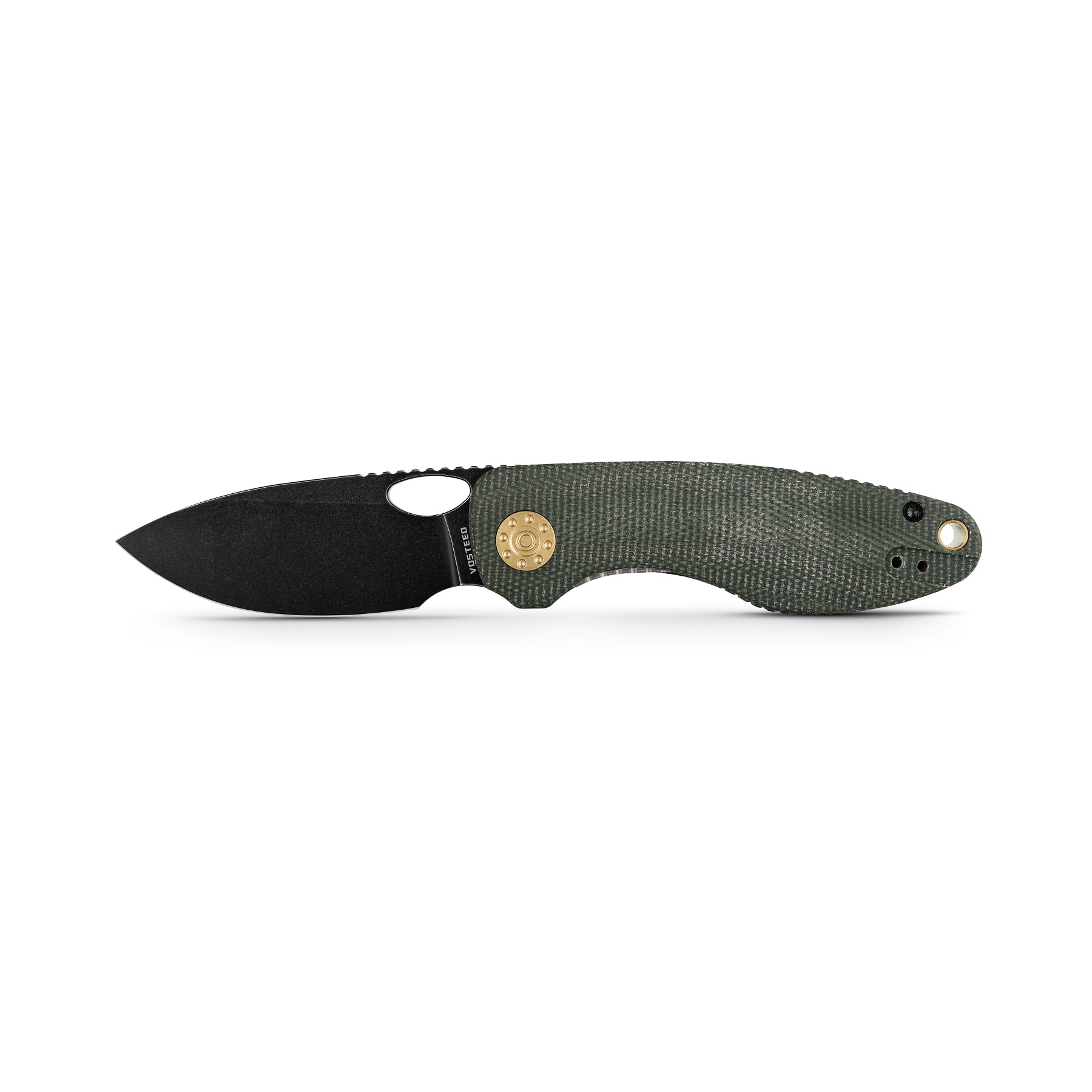 Vosteed Acorn Knife - Black Blade, Green Micarta Handle
