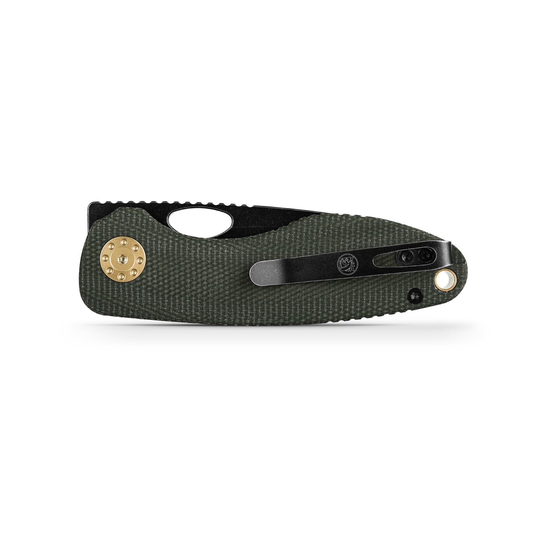 Vosteed Acorn knife, green micarta handle, pocket clip