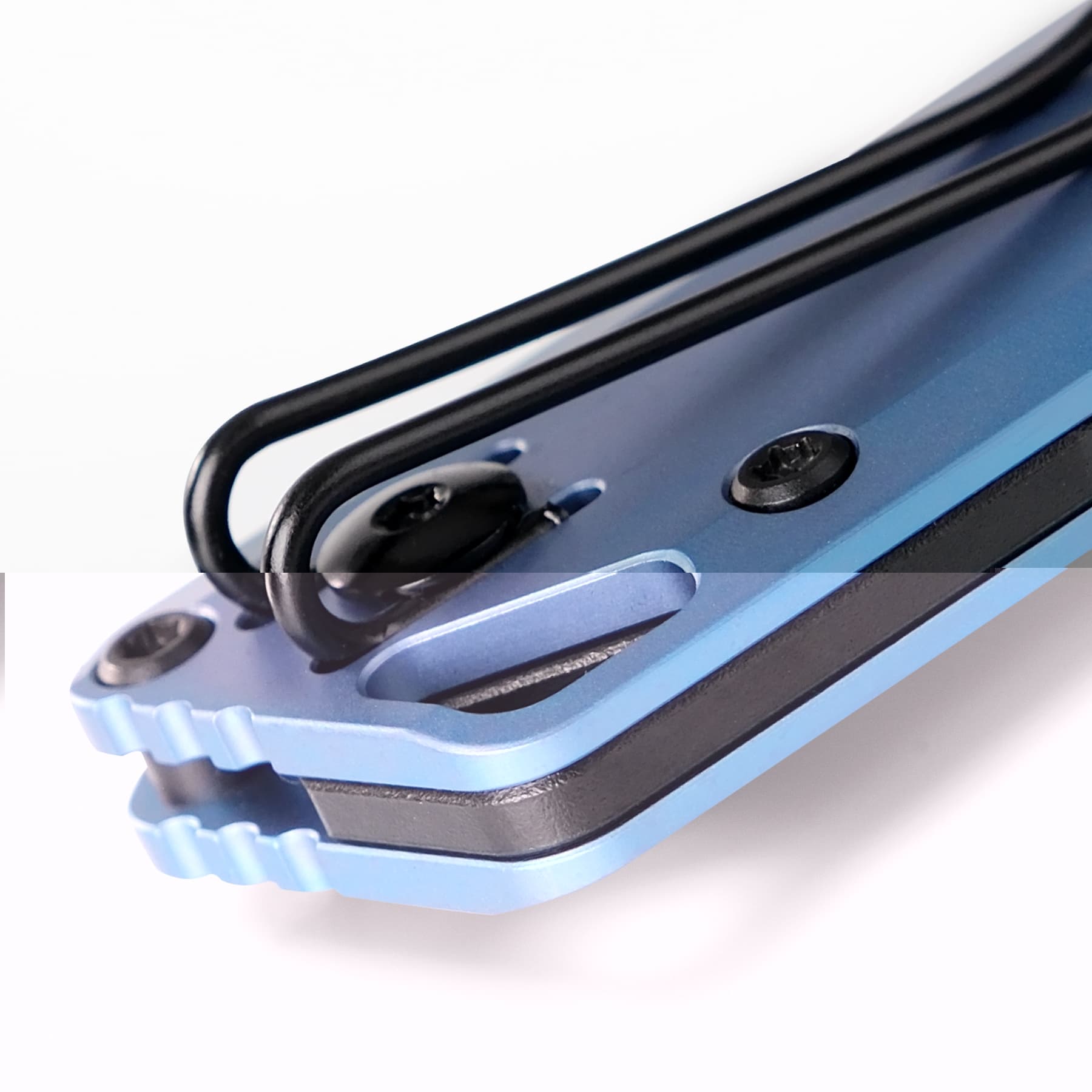 BLADEHQ Exclusive Vosteed Parallel Zero Forks Crossbar Lock Knife Blue Titanium (3" Black) A3512