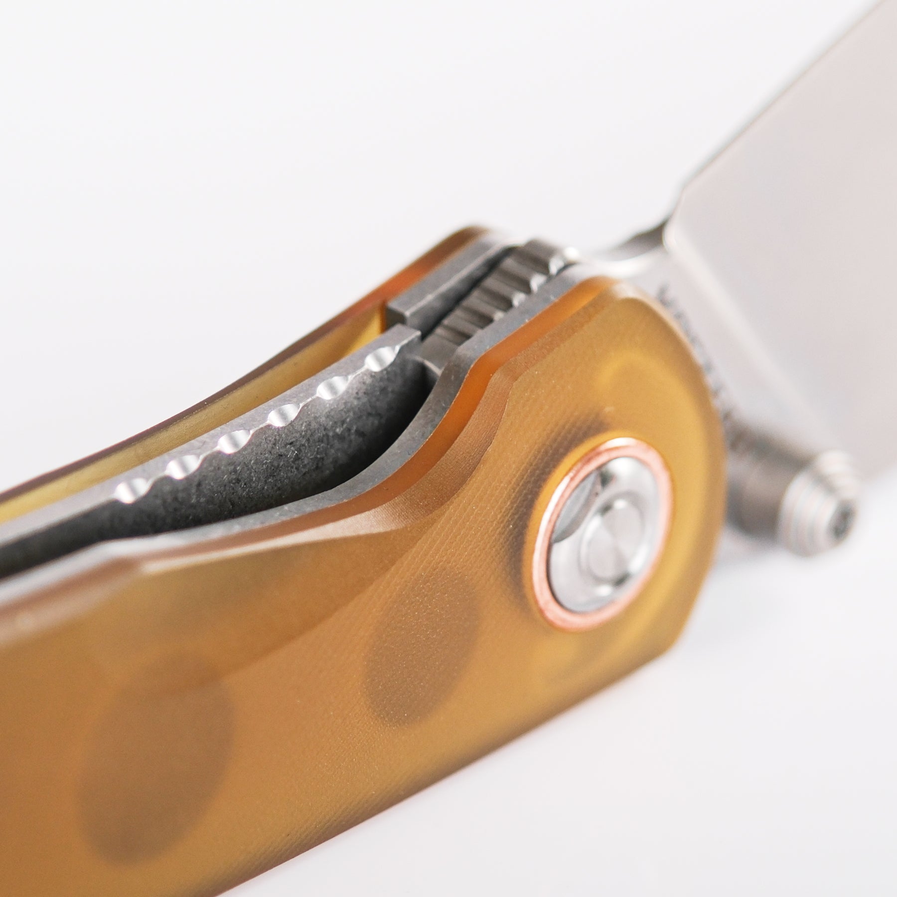 Large Nightshade knife detail: Ultem handle and liner lock