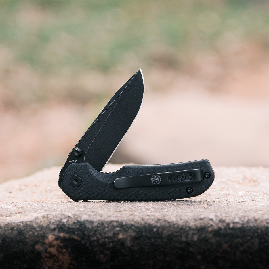 Vosteed Chipmunk EDC Knife, black blade, open position