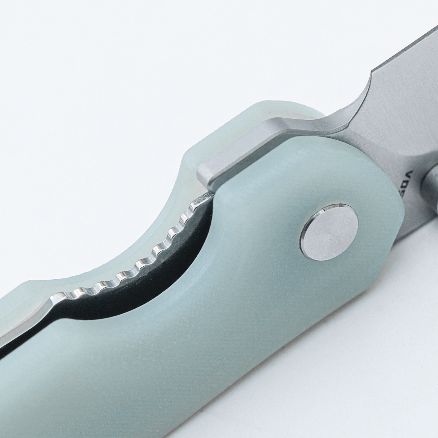 Vosteed Chipmunk Liner Lock Knife Detail - Jade G10 Handle