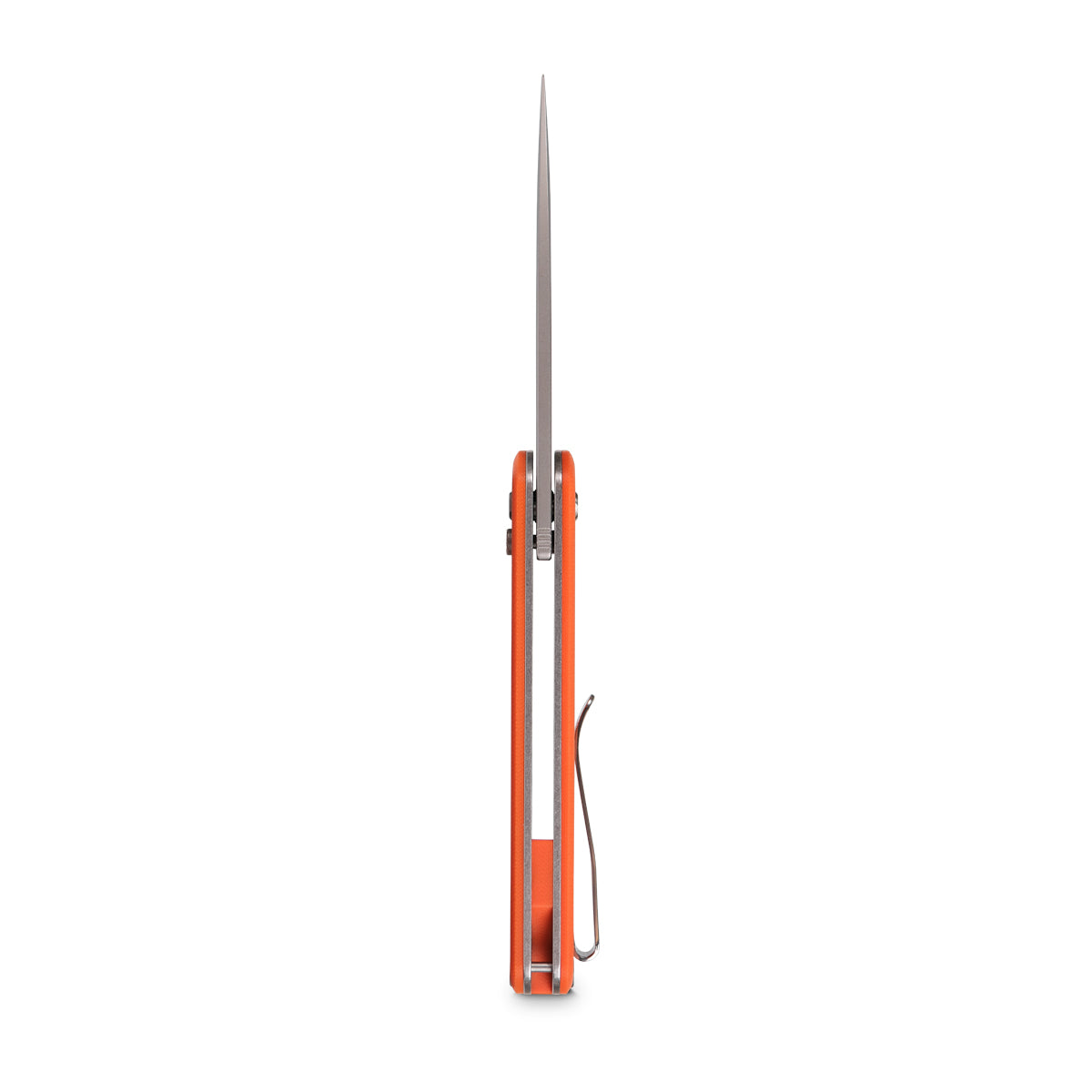 Vosteed Corgi Pup knife side view showing blade and orange handle