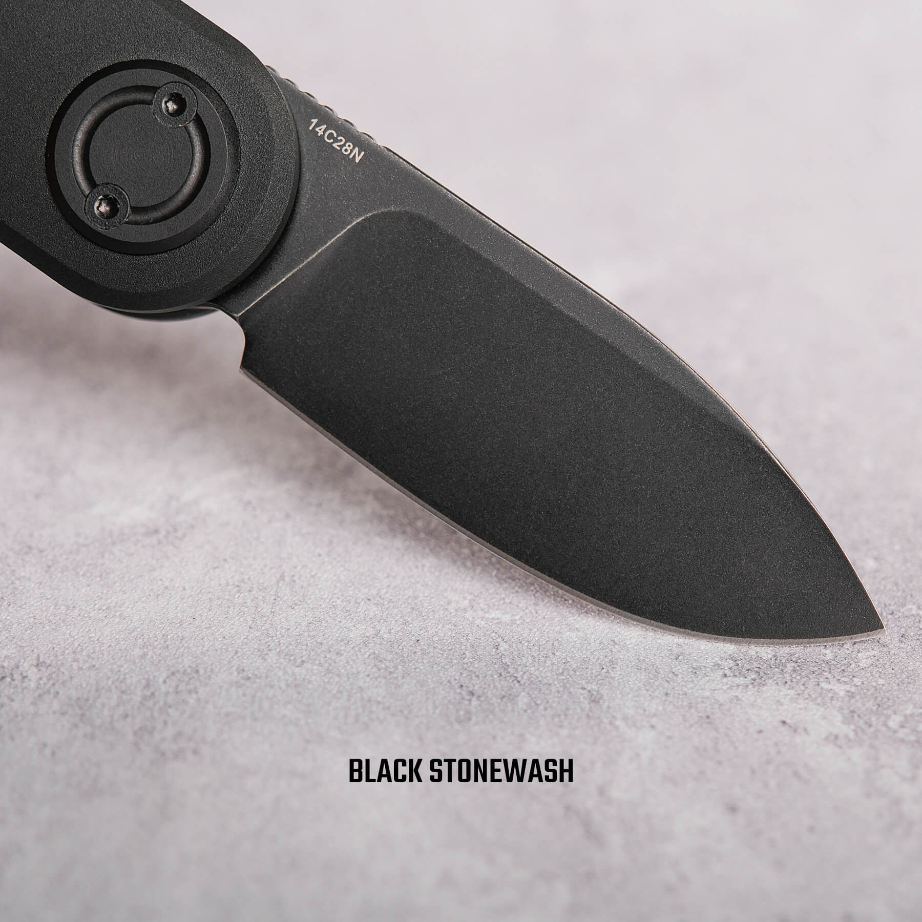 Corgi V knife black stonewash blade detail
