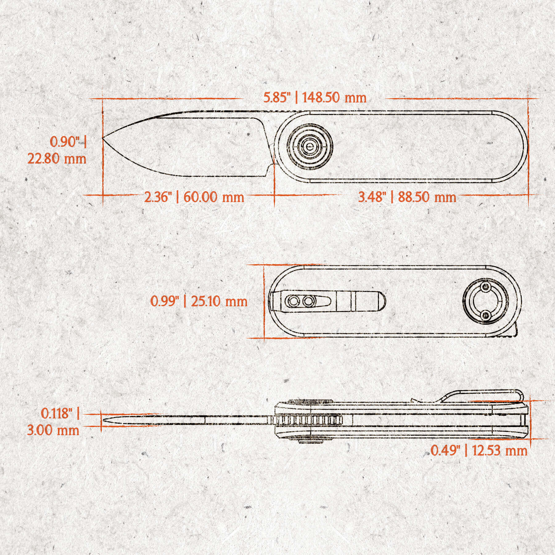 Vosteed Corgi V knife dimensions, specifications