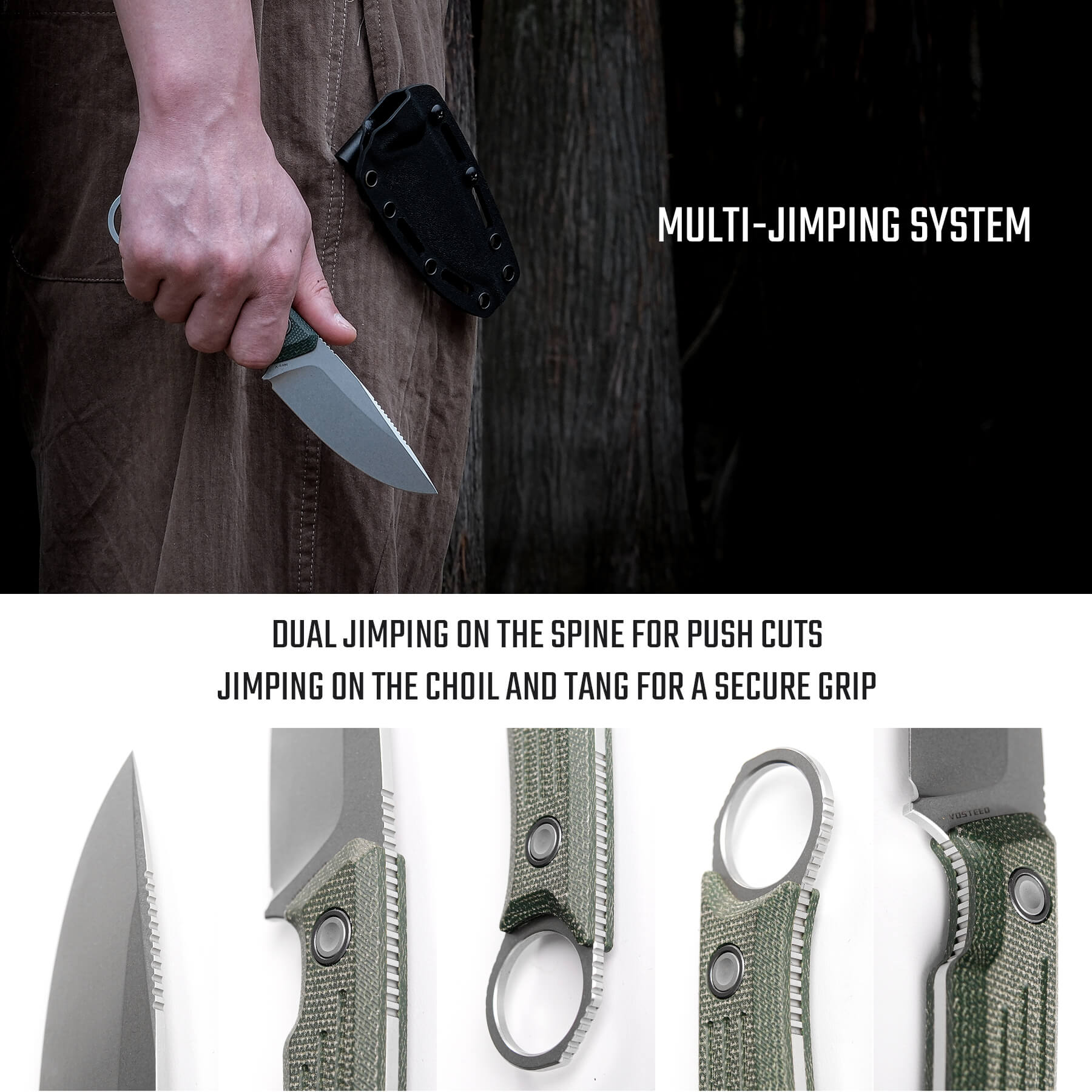 Fullback - Fixed Blade Knife (3.48" Nitro-V Blade & Micarta Handle) - D0302