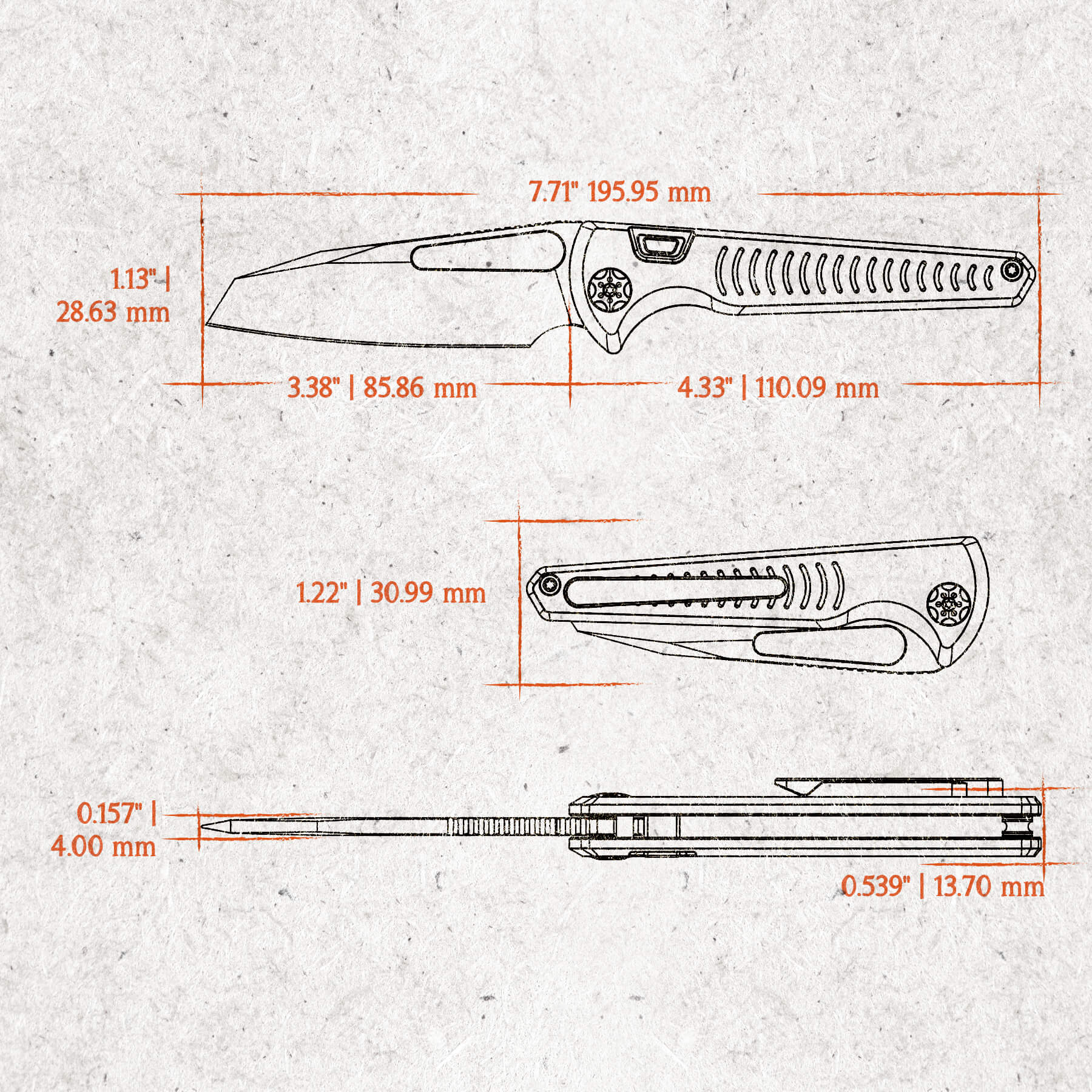 Gavko Leopard knife dimensions diagram