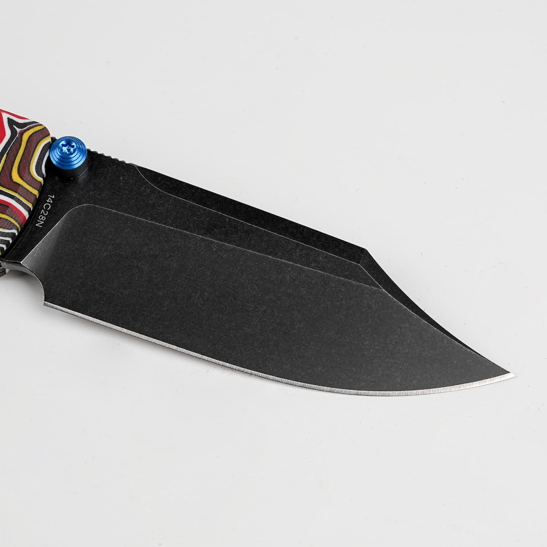 Going Gear Exclusive Vosteed Raccoon® 14C28N Blackwash Bowie Blade Arcade Pattern G10 Handle A2924