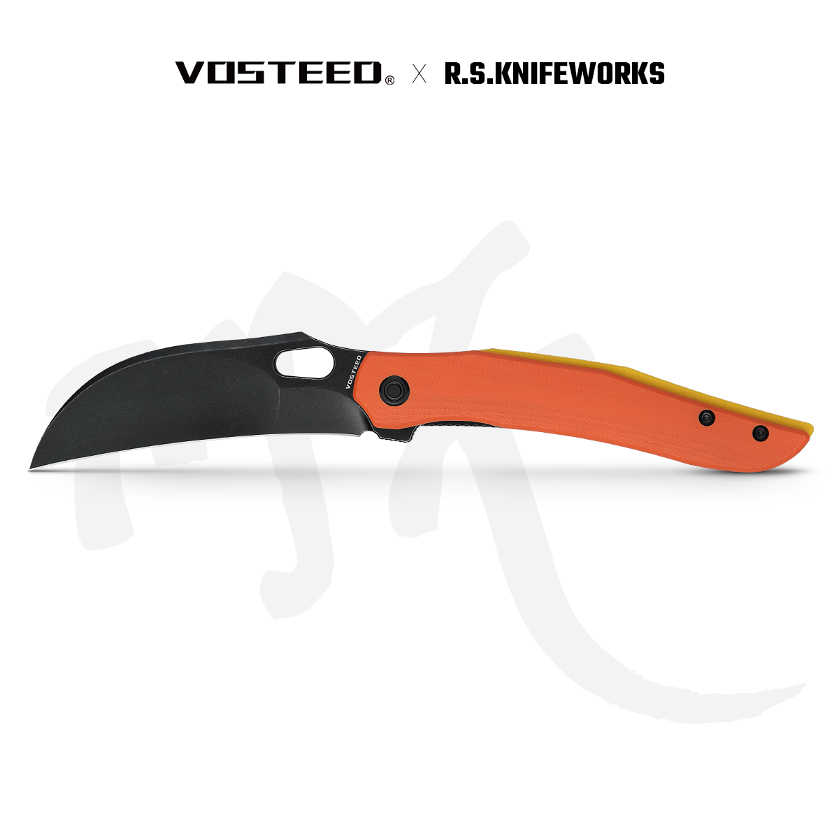 Vosteed Griffin Hawkbill Knife - Orange G10 Handle