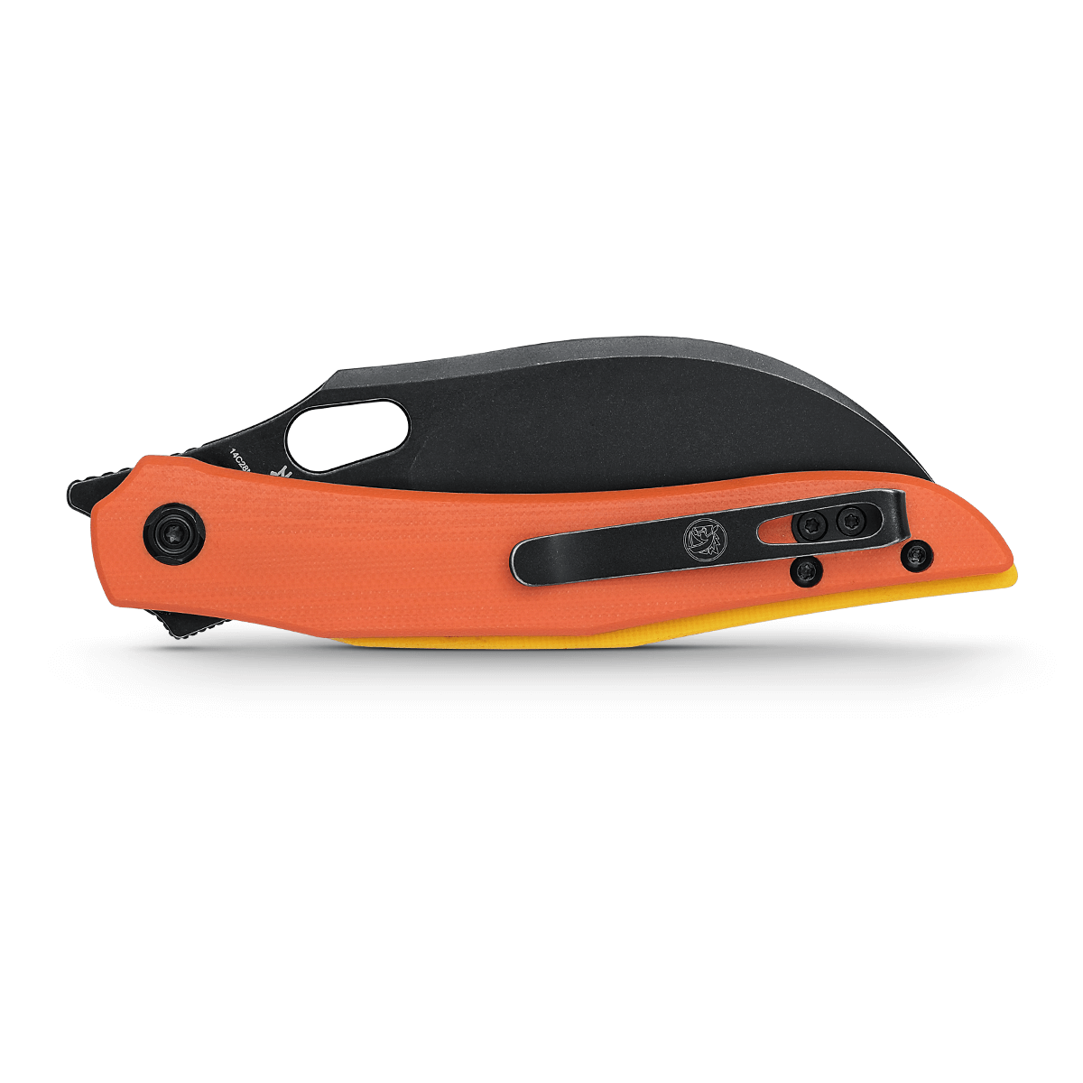 Vosteed Griffin folding knife, orange G10 handle, black blade
