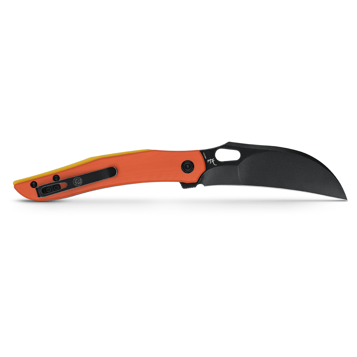 Vosteed Griffin Hawkbill Knife with orange G10 handle