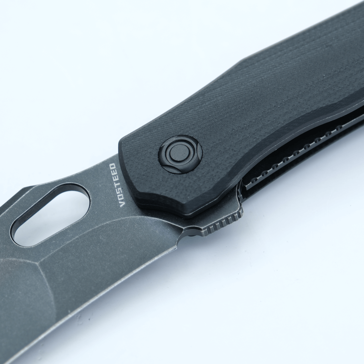 Vosteed Griffin Hawkbill knife blade and handle detail