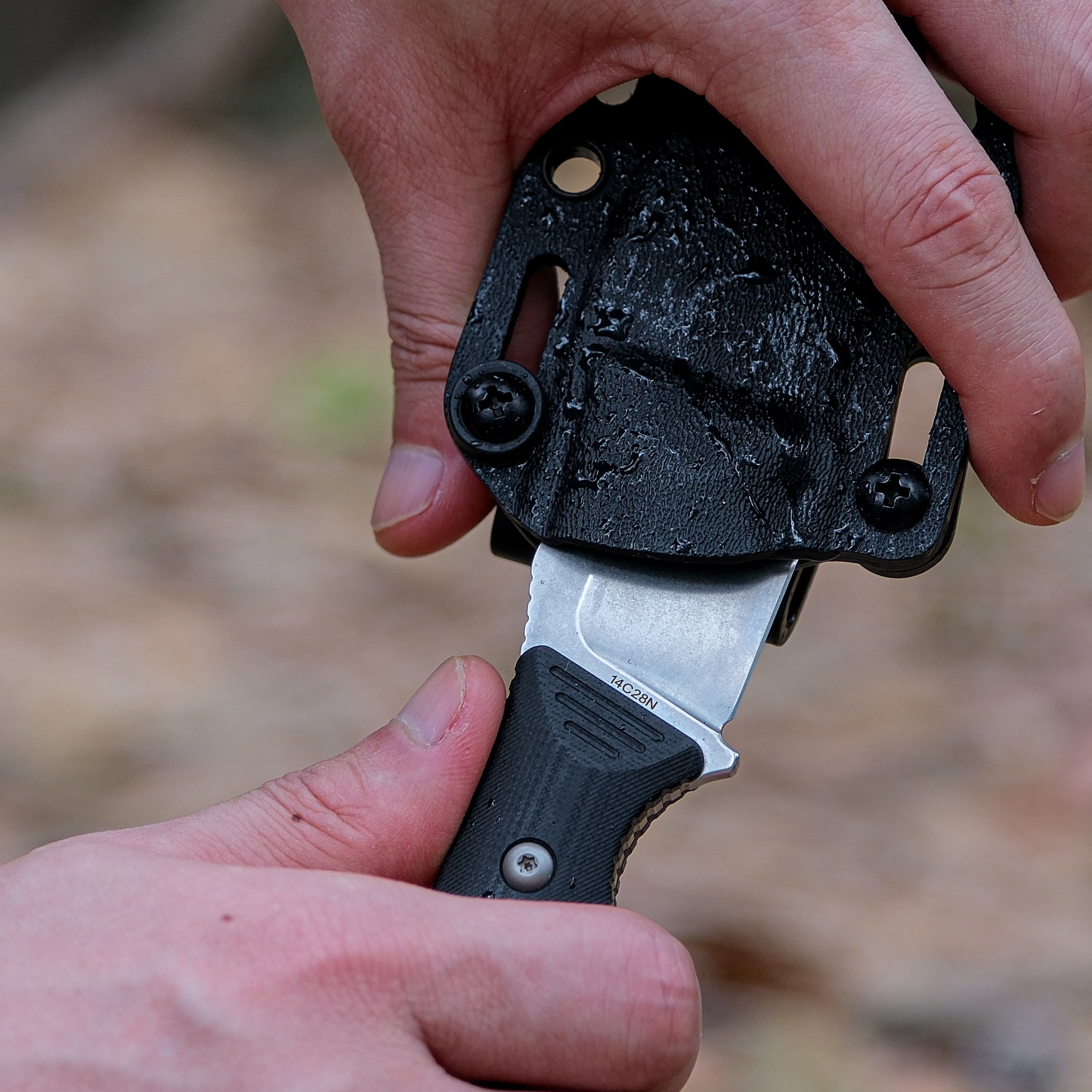 H-Back - Fixed Blade Knife (2.92" 14C28N Blade & G10 Handle) With S.O.A.R. Clip - D0401