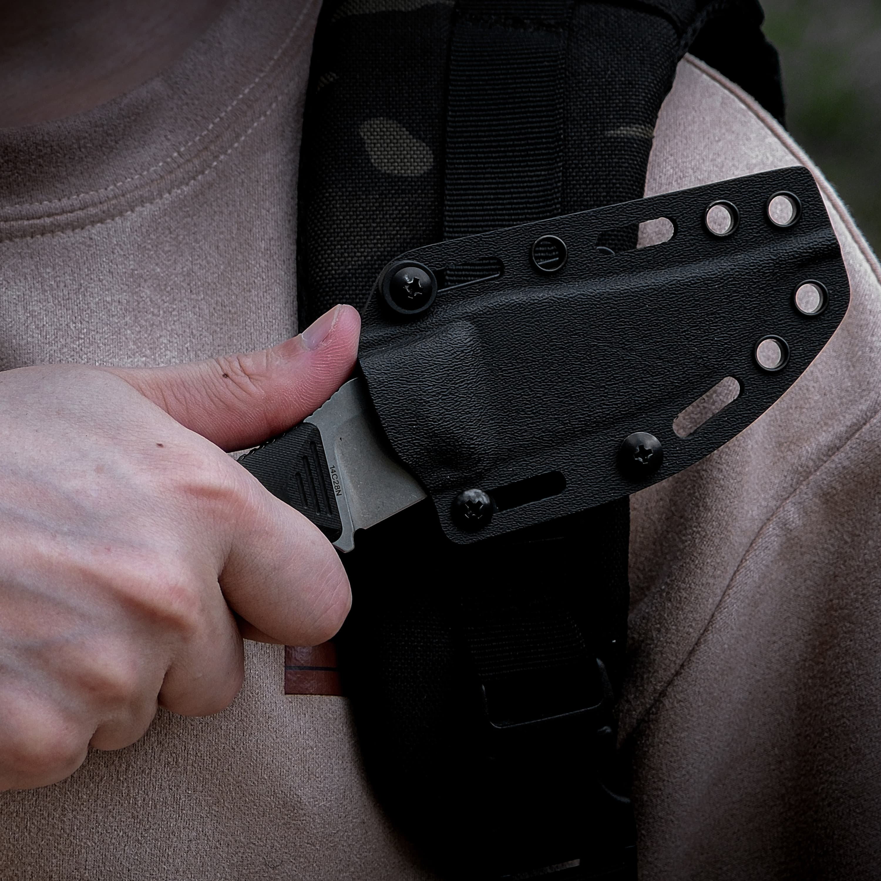 H-Back - Fixed Blade Knife (2.92" 14C28N Blade & G10 Handle) With S.O.A.R. Clip - D0401