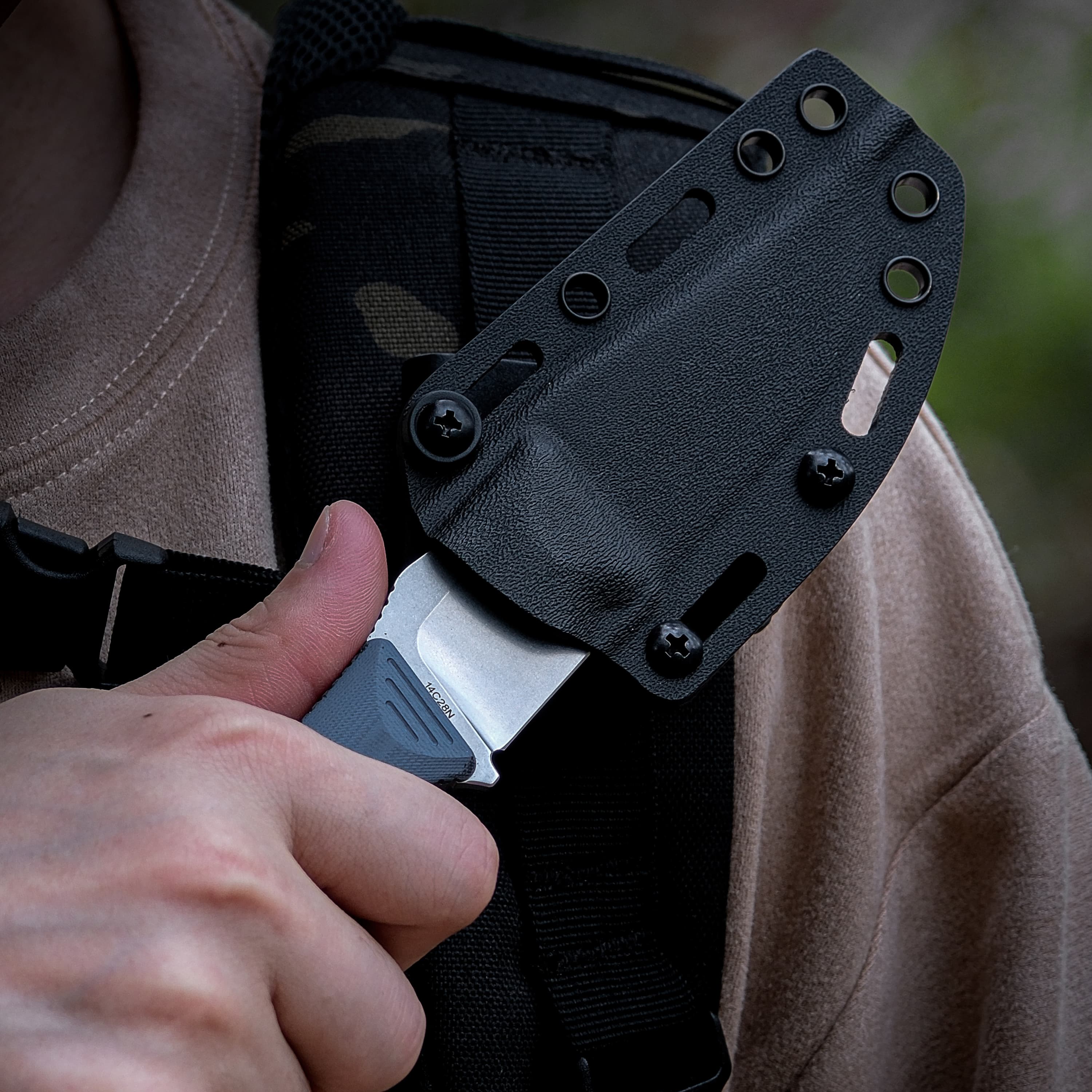 H-Back - Fixed Blade Knife (2.92" 14C28N Blade & G10 Handle) With S.O.A.R. Clip - D0403