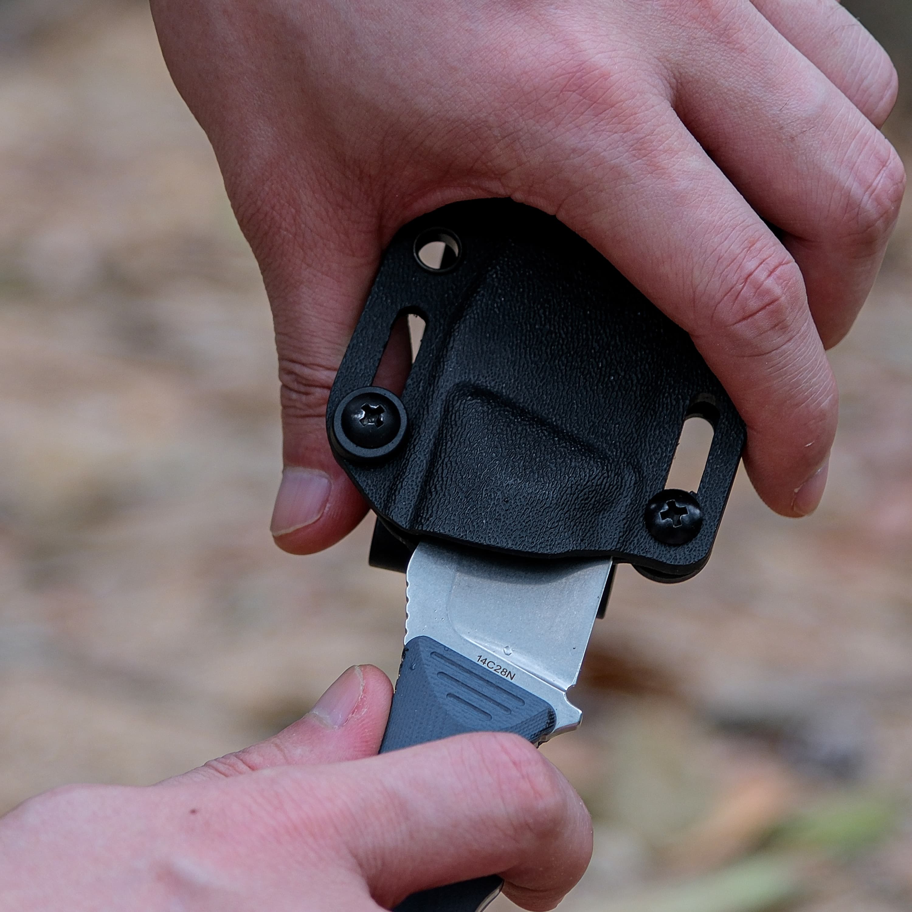 H-Back - Fixed Blade Knife (2.92" 14C28N Blade & G10 Handle) With S.O.A.R. Clip - D0403