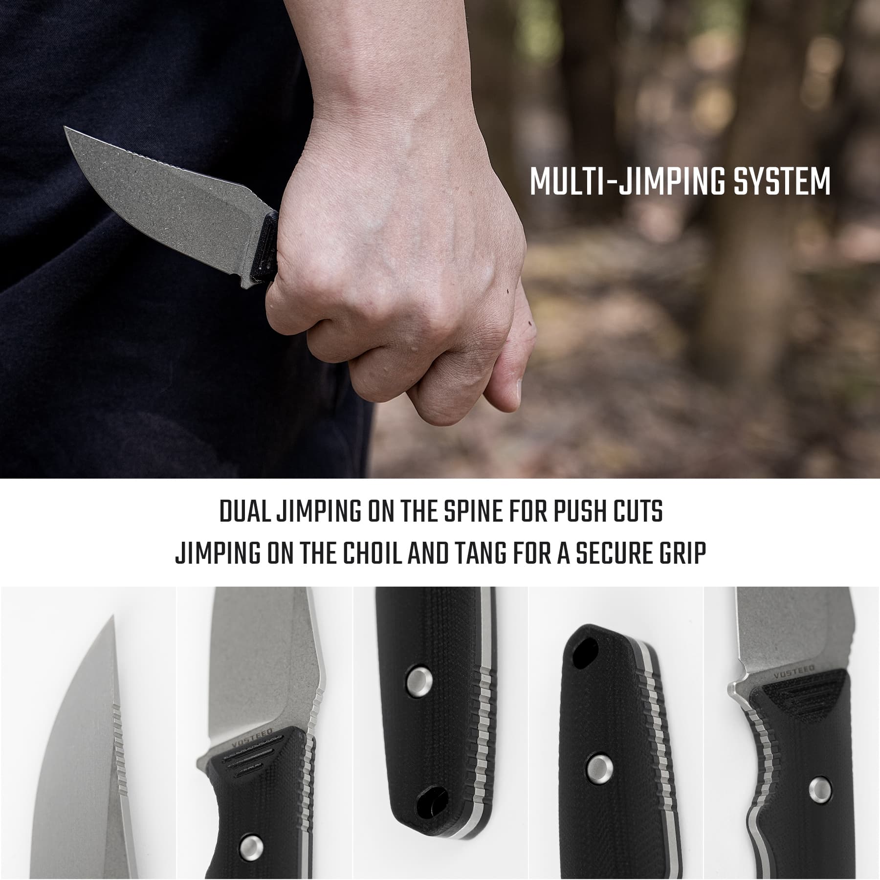 H-Back - Fixed Blade Knife (2.92" Nitro-V Blade & G10 Handle) With S.O.A.R. Clip - D0404