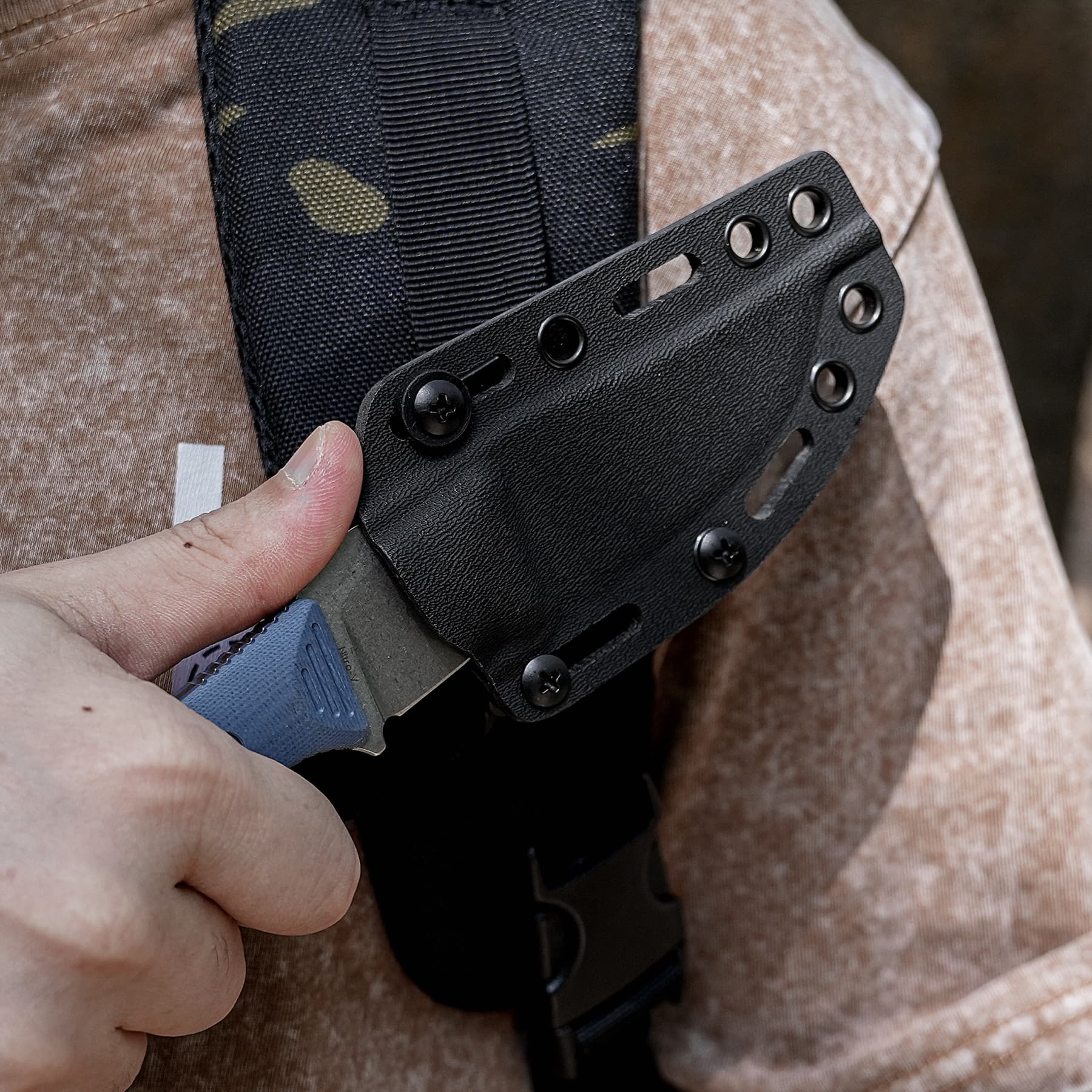 H-Back - Fixed Blade Knife (2.92" Nitro-V Blade & G10 Handle) With S.O.A.R. Clip - D0405