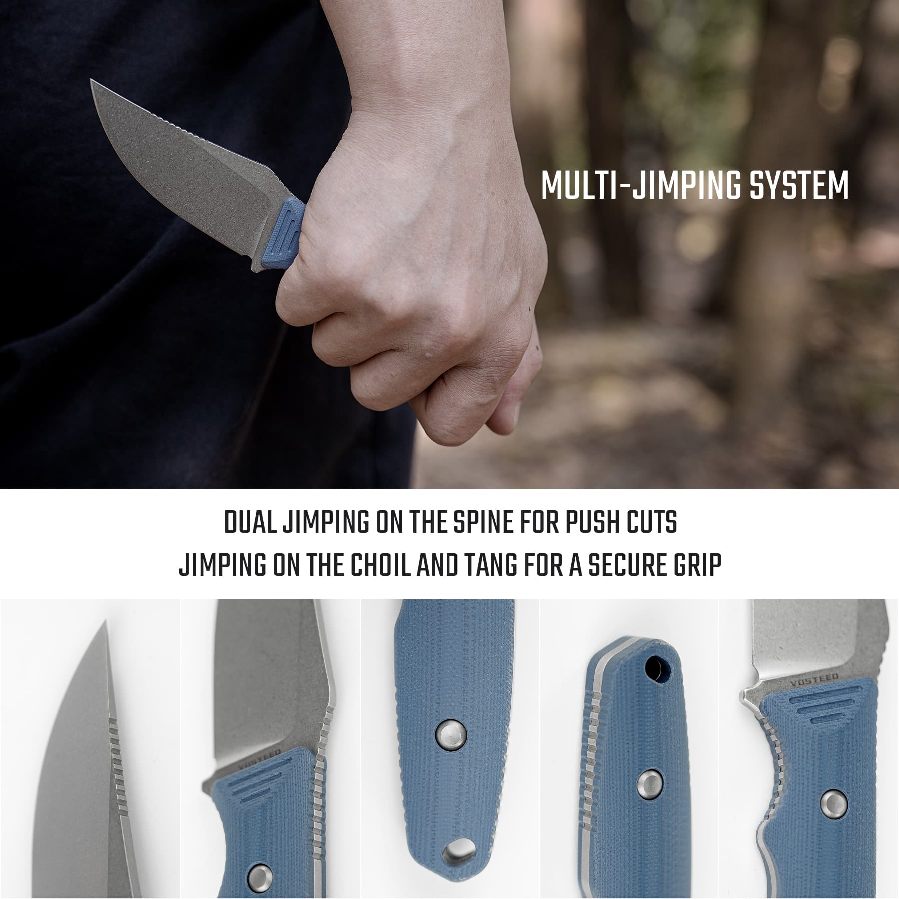 H-Back - Fixed Blade Knife (2.92" Nitro-V Blade & G10 Handle) With S.O.A.R. Clip - D0405