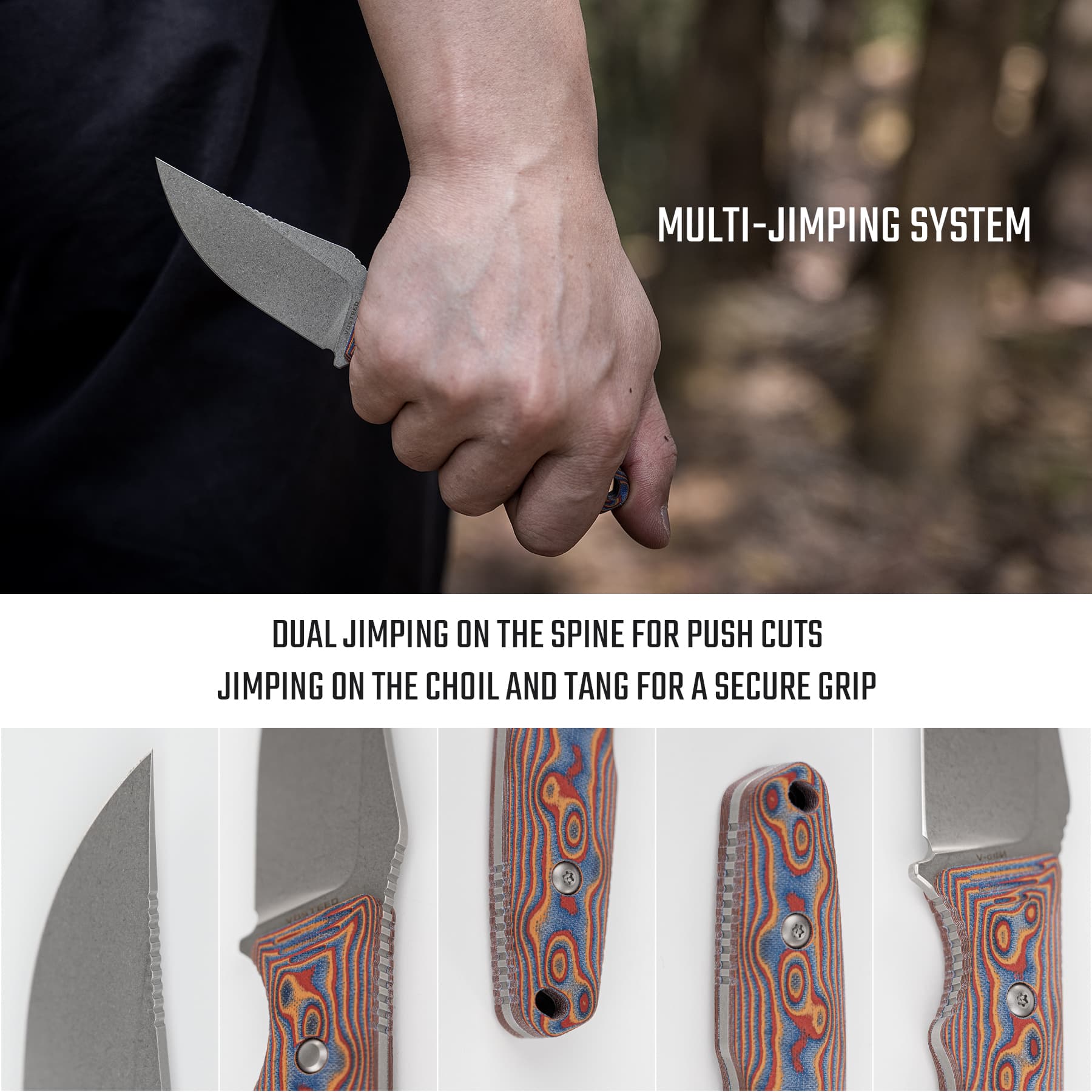 H-Back - Fixed Blade Knife (2.92" Nitro-V Blade & Micarta Handle) With S.O.A.R. Clip - D0406