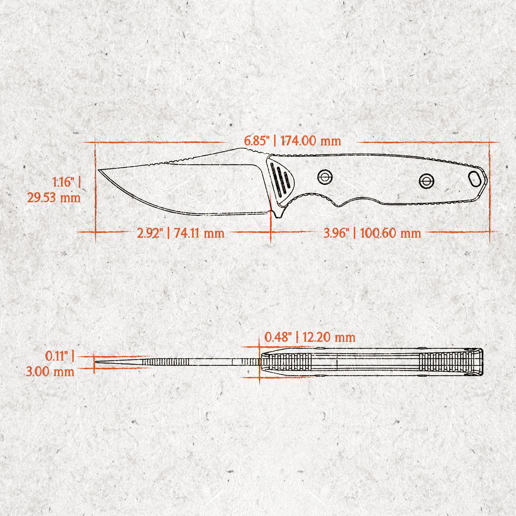 H-Back - Fixed Blade Knife (2.92" Nitro-V Blade & Micarta Handle) With S.O.A.R. Clip - D0407