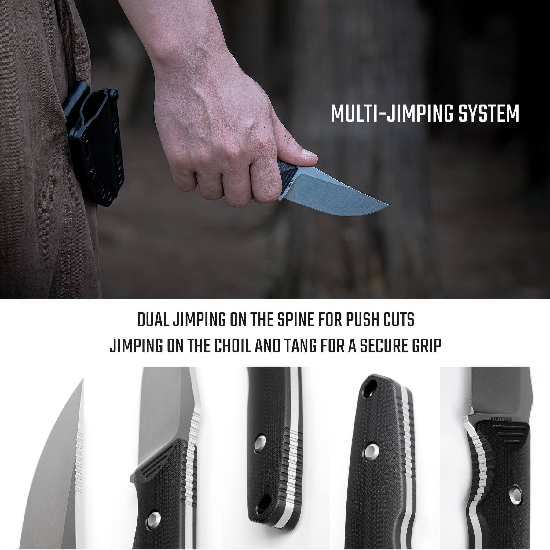 H-Back - Fixed Blade Knife (2.92" 14C28N Blade & G10 Handle) With S.O.A.R. Clip - D0401