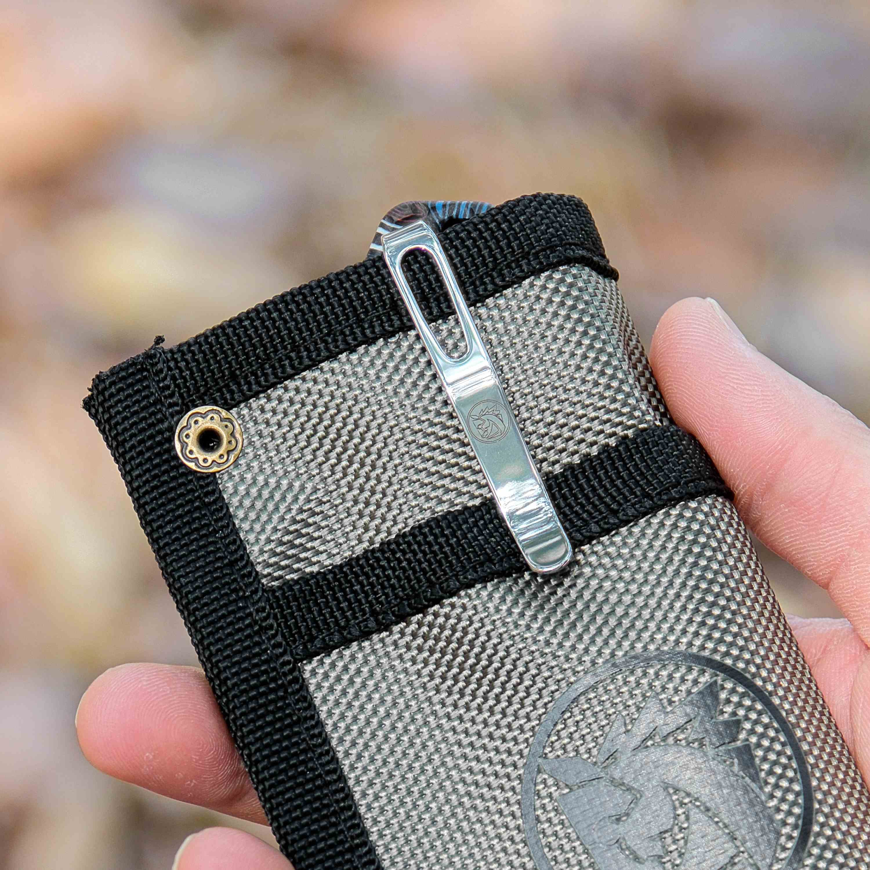 Vosteed Hedgehog knife pocket clip detail,Magpie Handle