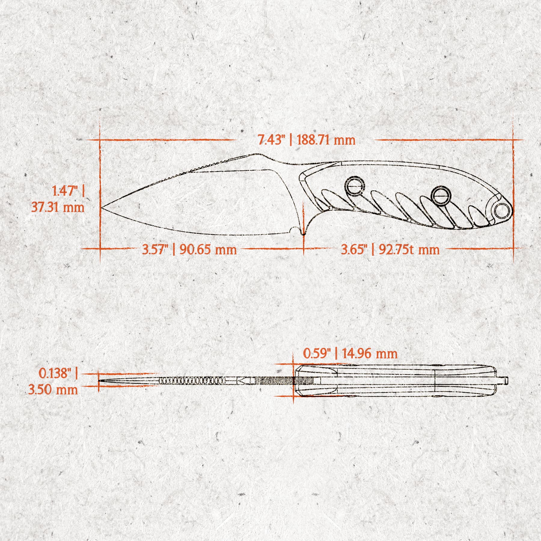 Coming Soon - Inferno- Fixed Blade Knife (3.57" 14C28N Blade & Micarta Handle) With S.O.A.R. Clip - D0802