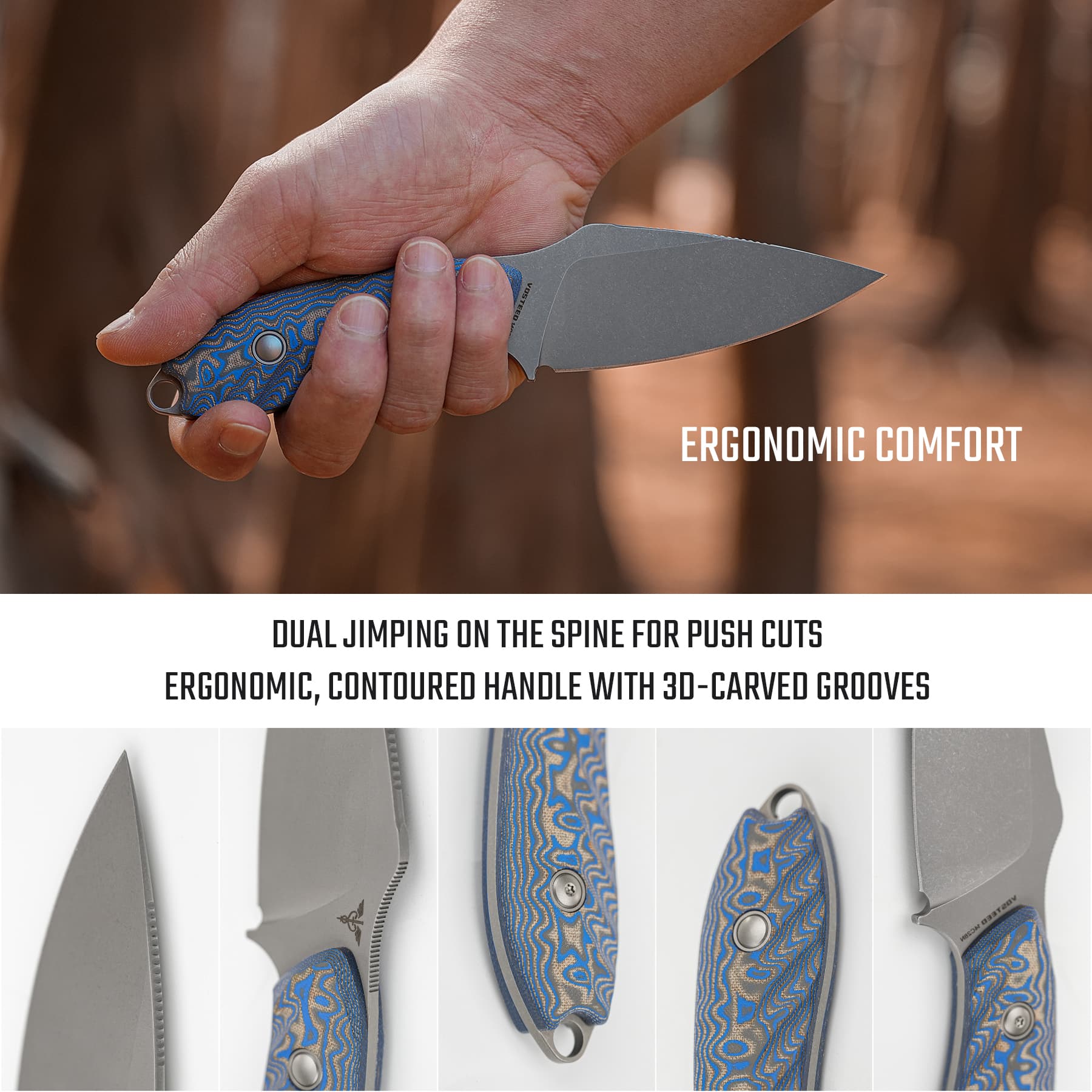 Coming Soon - Inferno- Fixed Blade Knife (3.57" 14C28N Blade & Micarta Handle) With S.O.A.R. Clip - D0802