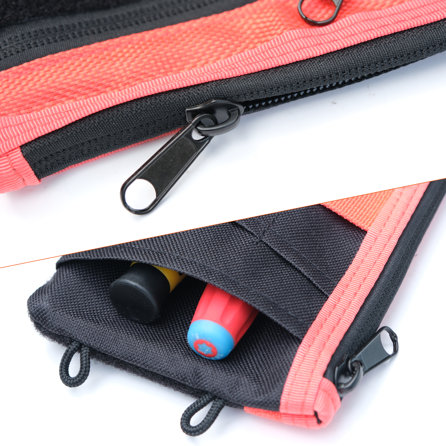 Vosteed knife pouch with detailed zipper and pocket.