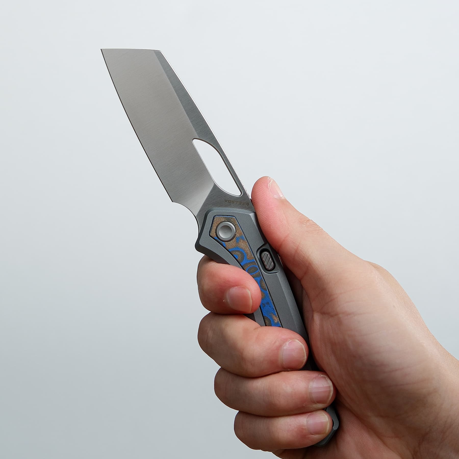 Kroc -Top Liner Lock (2.99" S35VN Blade & Aluminum & Ocean Micarta Handle) - A1801
