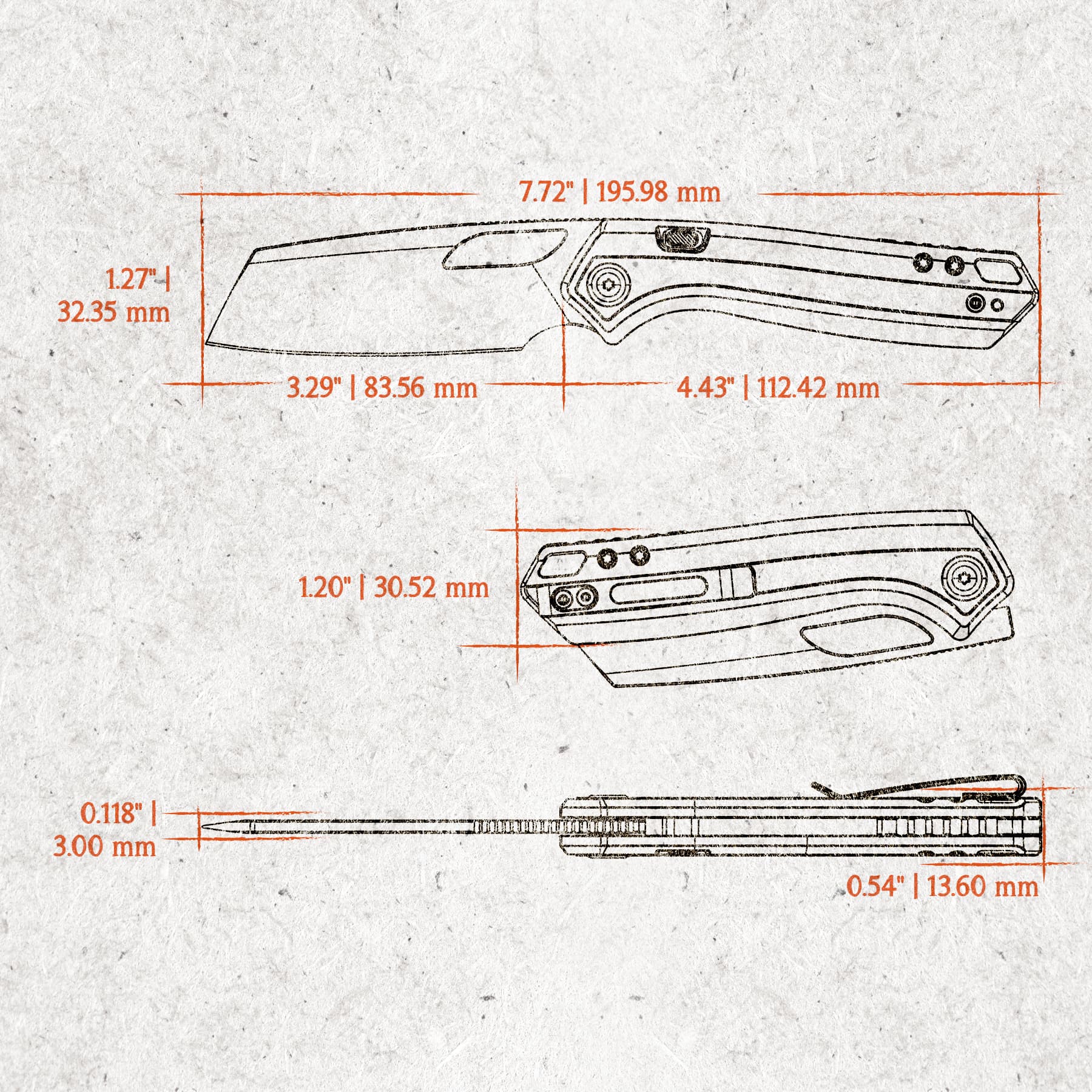 Kroc 329 -Top Liner Lock (3.29" S35VN Blade & Aluminum & Topo G10 Handle) - A1810