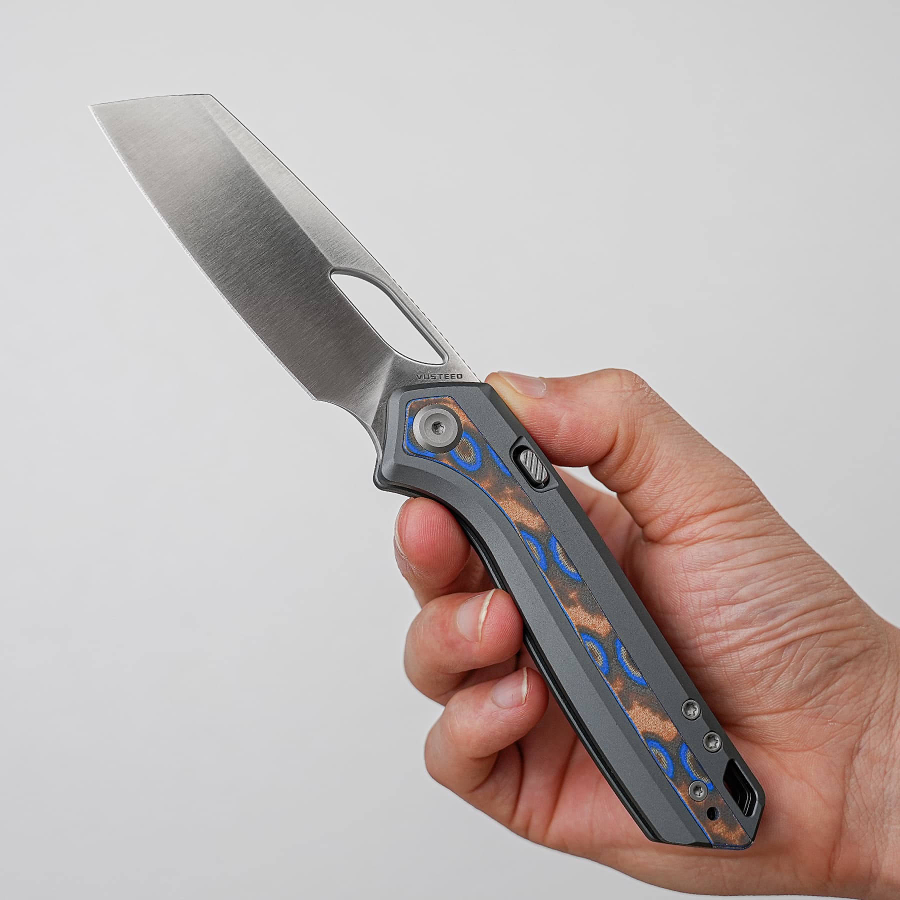 Kroc 329 -Top Liner Lock (3.29" S35VN Blade & Aluminum & Ocean Micarta Handle) - A1813
