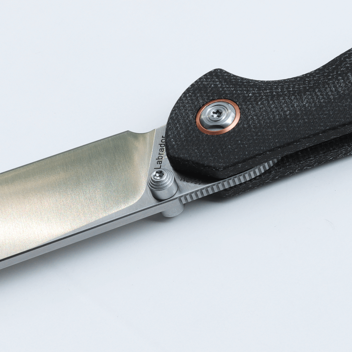 Vosteed Labrador knife blade detail with Micarta handle