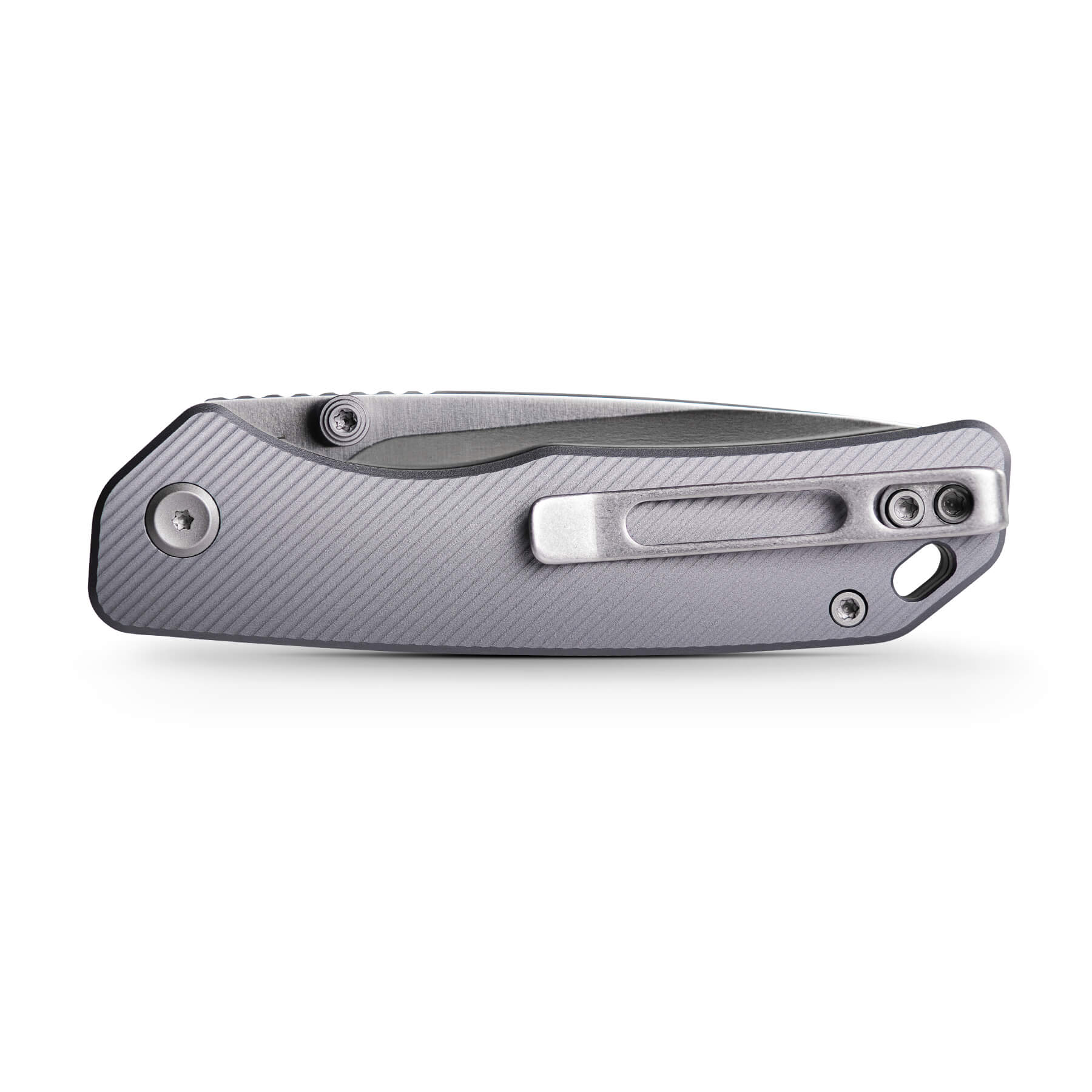 Vosteed Marten knife, gray aluminum handle and pocket clip