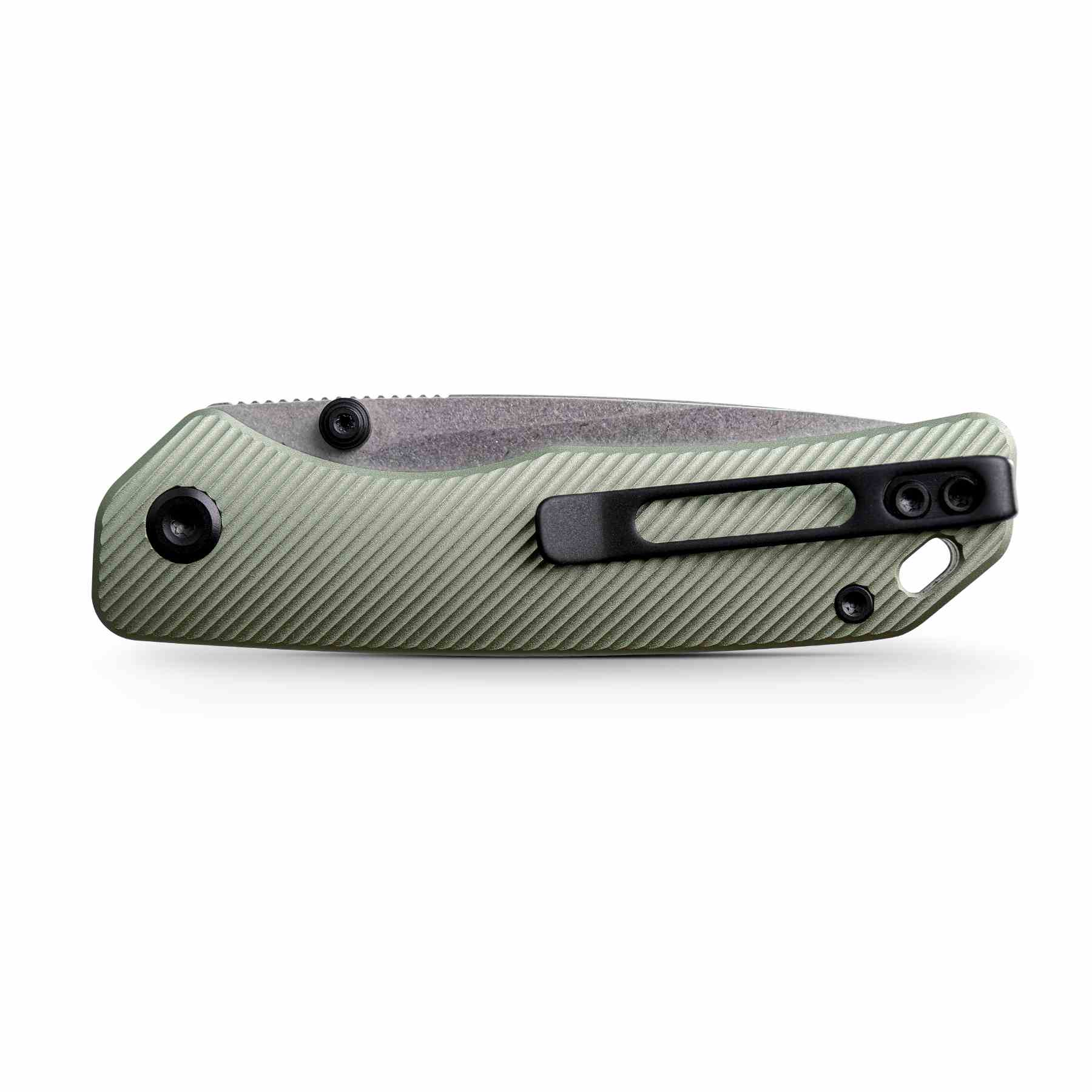 Vosteed Marten knife, green aluminum handle, pocket clip