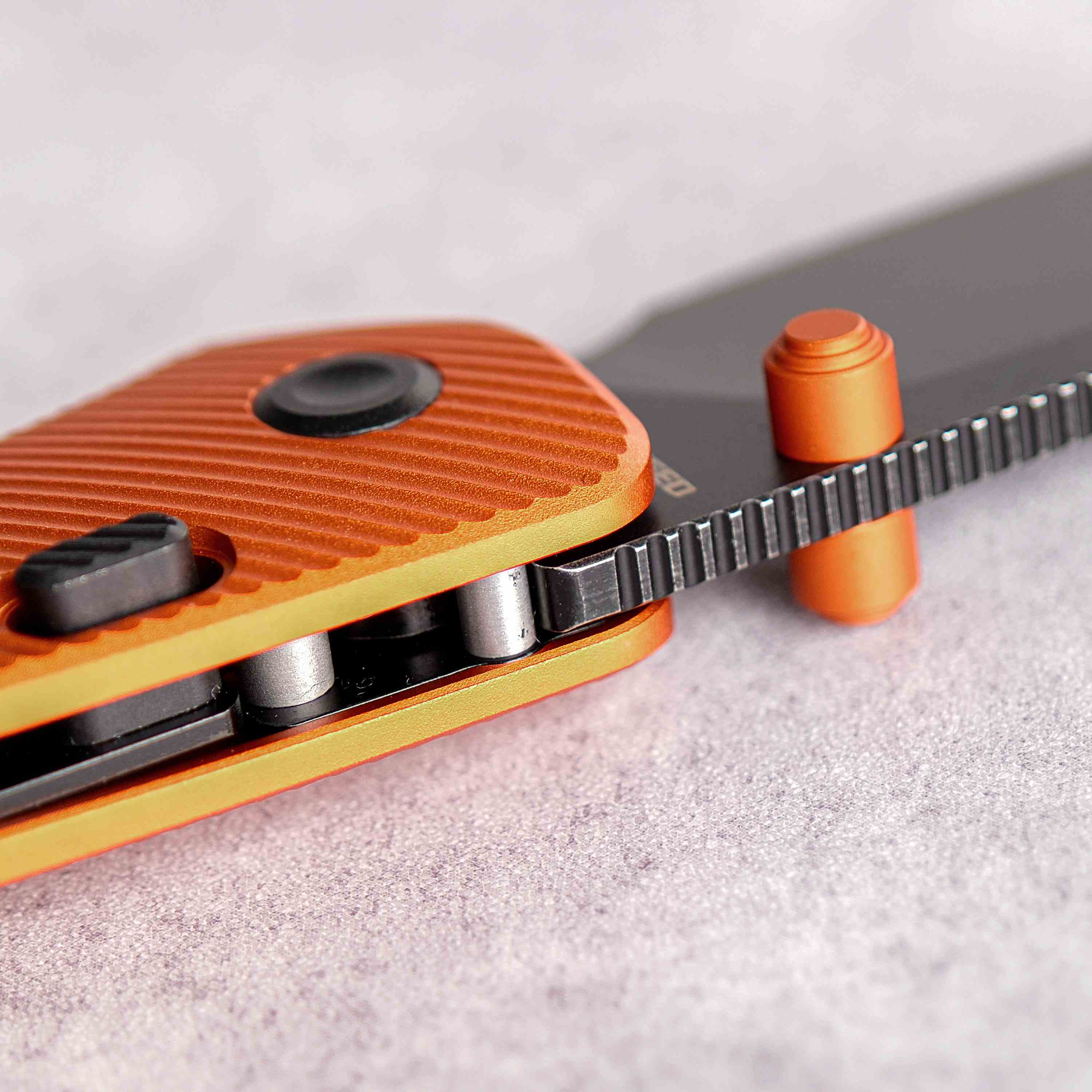 Vosteed Marten knife - Orange handle and black blade detail